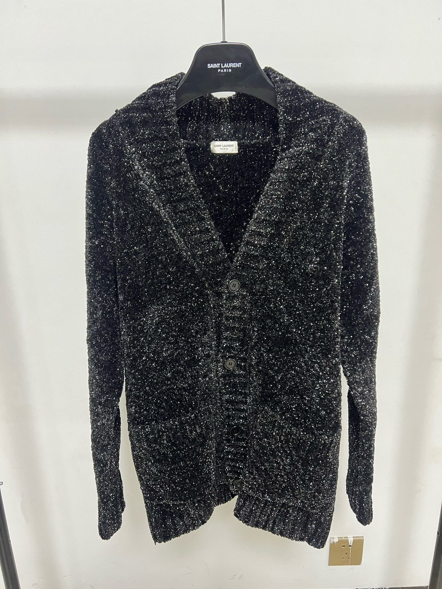 Saint Laurent Paris Saint Laurent Black Glitter Cardigan Size US XS / EU 42 / 0 - 1 Thumbnail