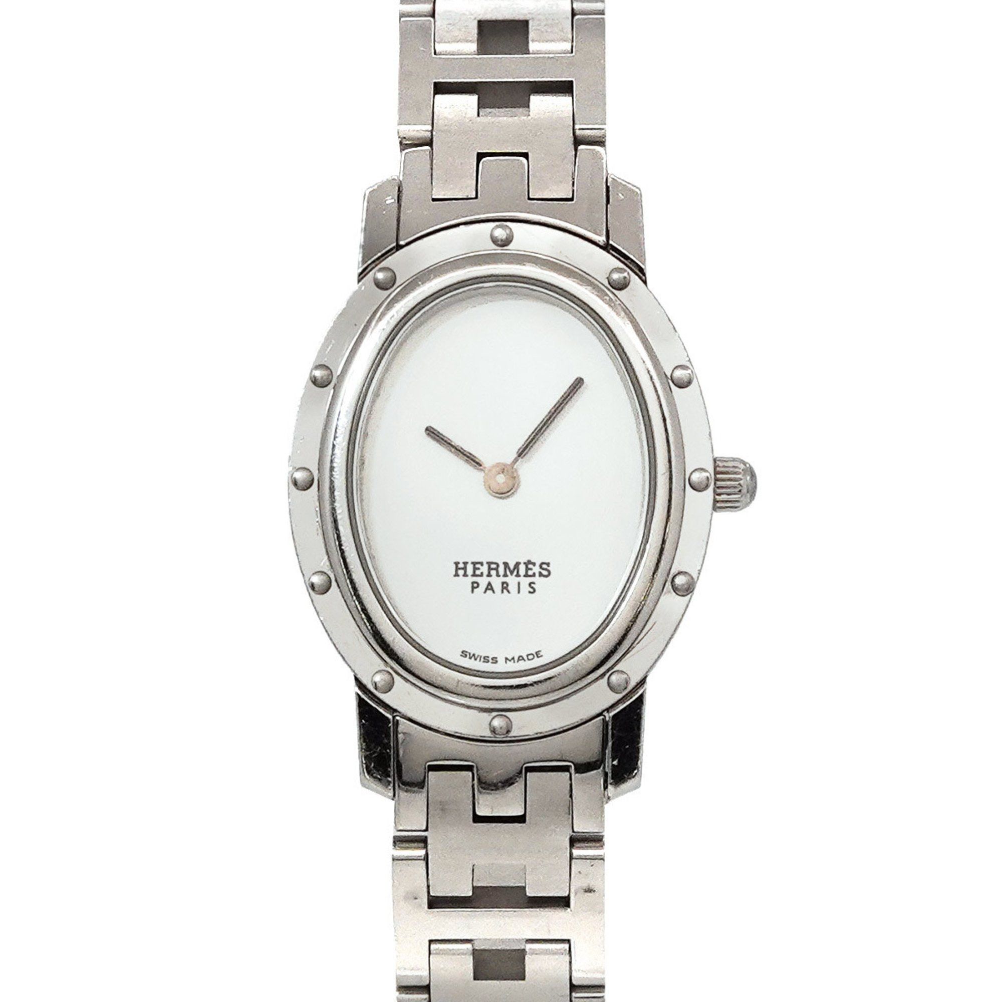 image of Hermes Clipper Oval Co1 210 Ladies' Watch Silver Quartz, Women's