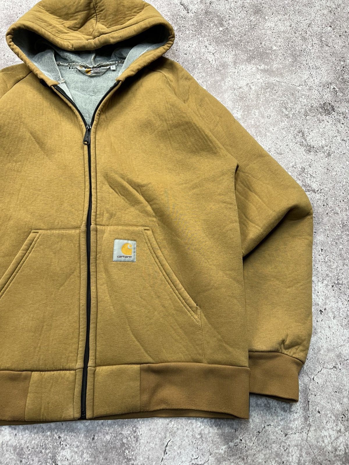 Carhartt Vtg Carhartt Thermal Lined Hoodie Zip Up Sweater thrashed Size US L / EU 52-54 / 3 - 2 Thumbnail