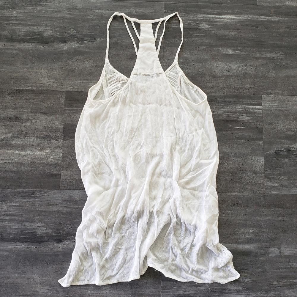 Designer White High Low Bohemian Asymmetrical Blouse Size M / US 6-8 / IT 42-44 - 2 Thumbnail