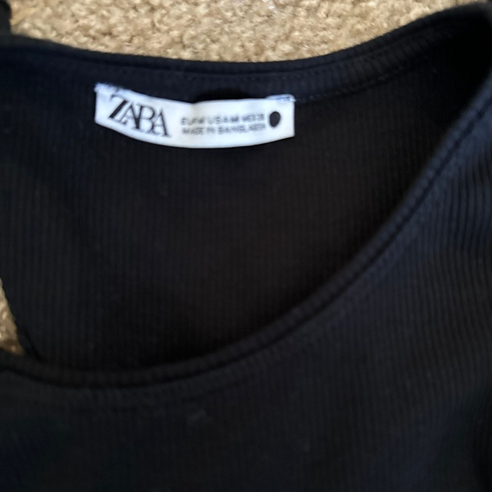 Zara Zara Ribbed Bodysuit Ruffle Sleeves - Size M - Black - (EUC) Size L / US 10 / IT 46 - 2 Thumbnail