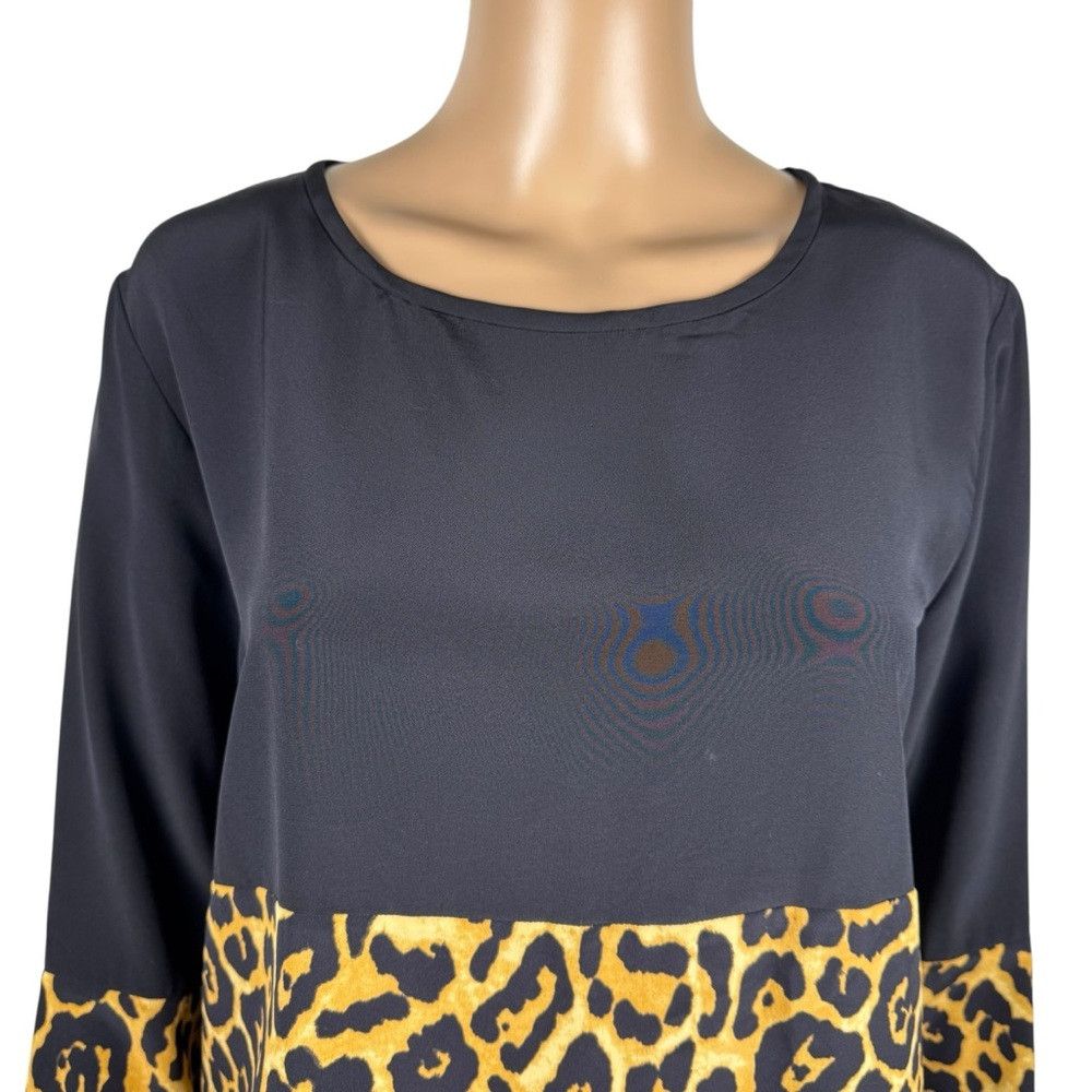 INTERMIX INTERMIX 100% Silk Black Animal Cheetah Print Long Sleeve S Size S / US 4 / IT 40 - 3 Thumbnail