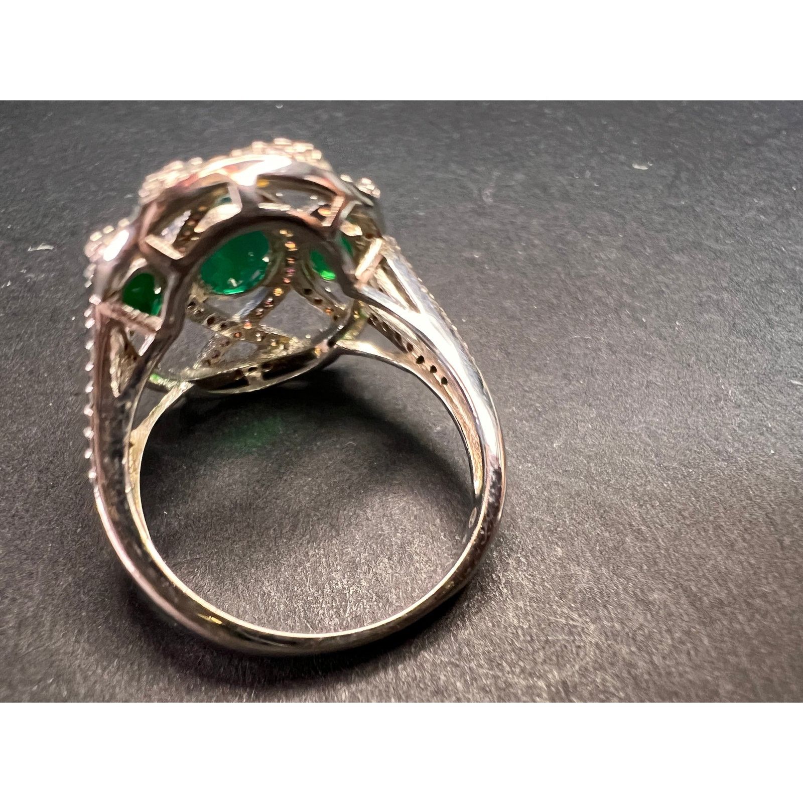 Other Synthetic emerald CZ sterling silver cocktail ring size 9 Size ONE SIZE - 7 Thumbnail