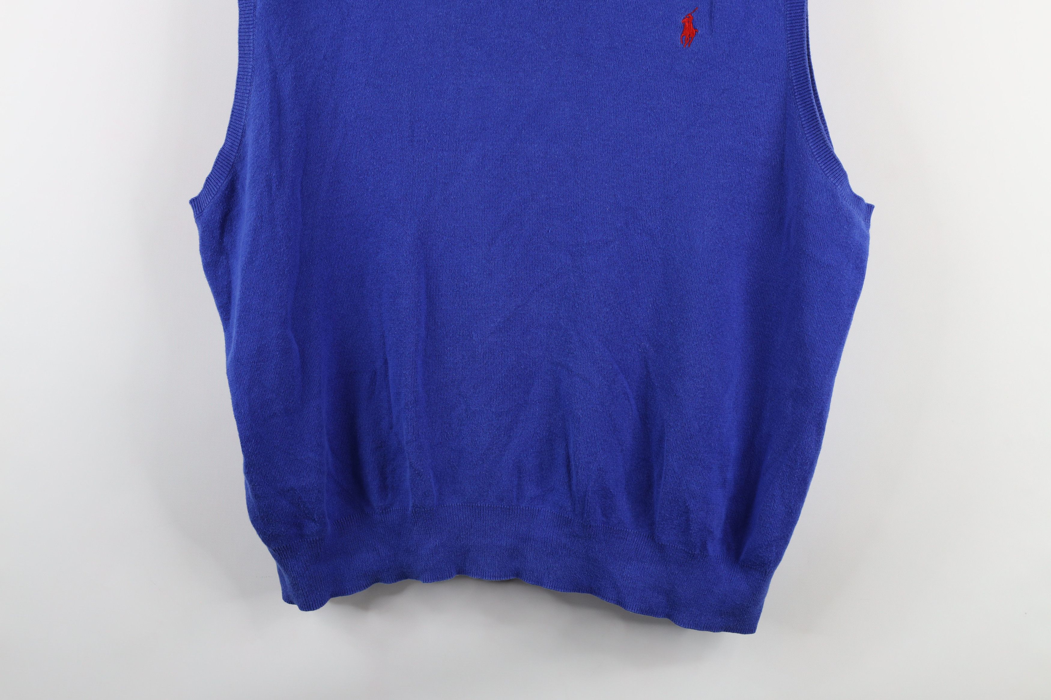 Polo Ralph Lauren Vintage 90s Ralph Lauren Pima Cotton Knit Sweater Vest Blue Size US XXL / EU 58 / 5 - 3 Thumbnail