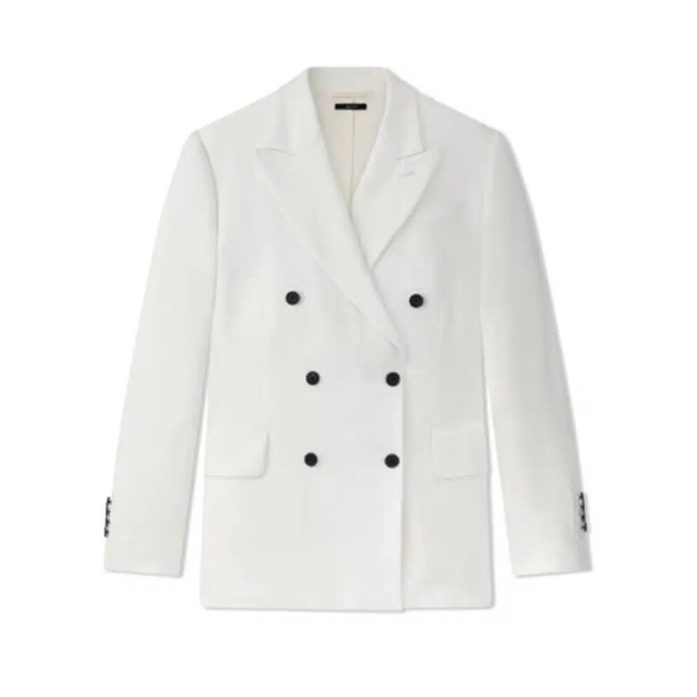 Tom Ford o1loc1c0625 GI2915 Fluid Satin Boyfriend Jacket in White Size M / US 6-8 / IT 42-44 - 1 Thumbnail