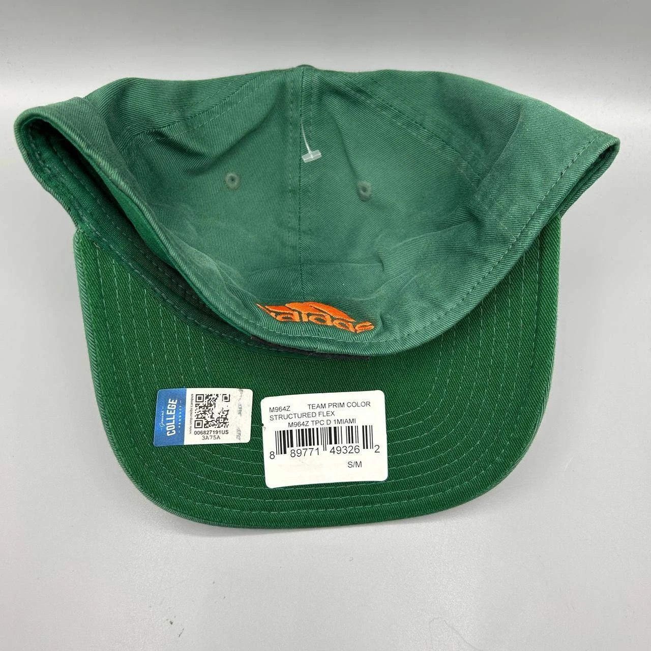 Adidas Miami Hurricanes Hat Men Green Adidas Stretch Fitted Cap S-M Size ONE SIZE - 7 Thumbnail