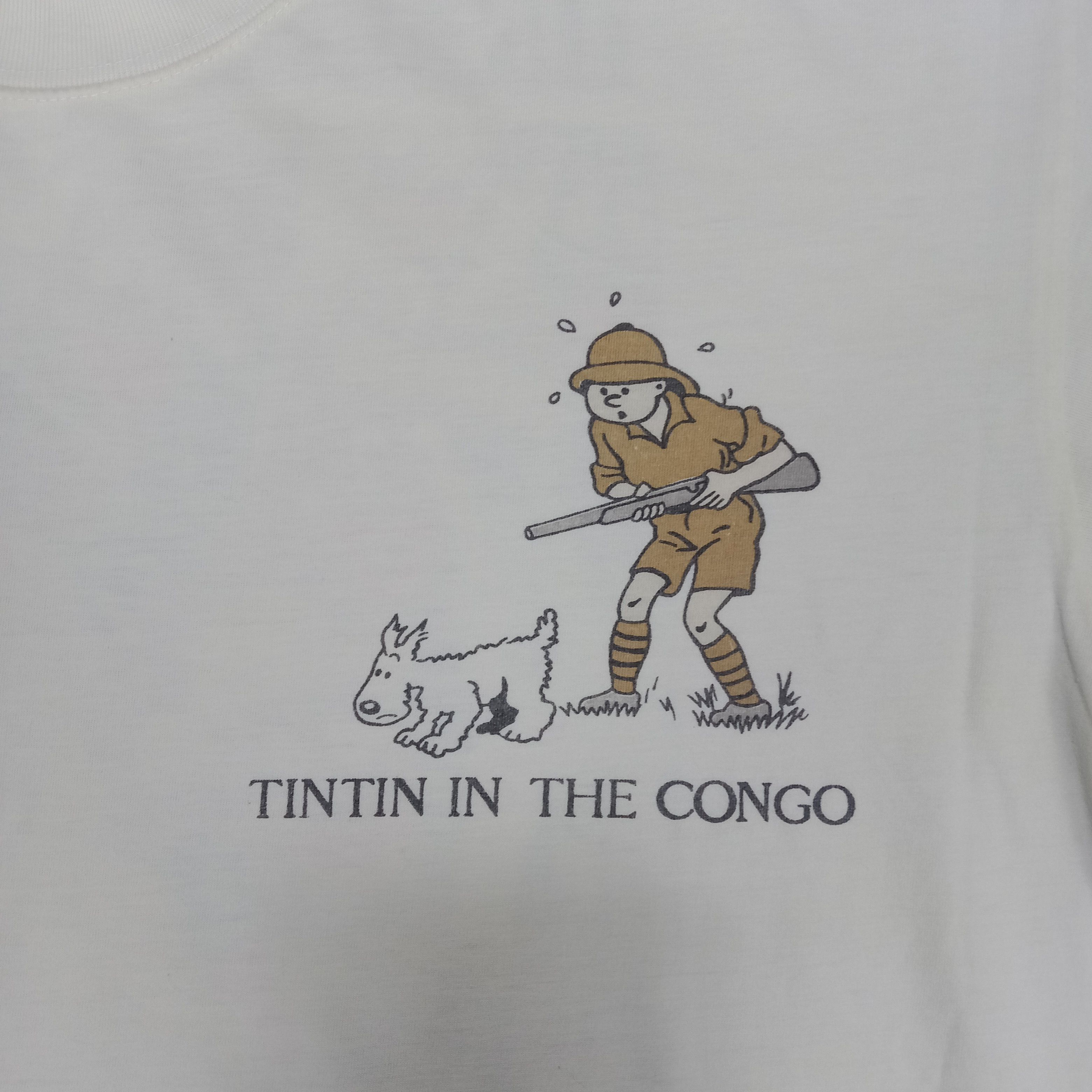 DC Comics × Vintage Tintin In The Congo American Cartoon Movie Tshirt Size US XL / EU 56 / 4 - 5 Thumbnail