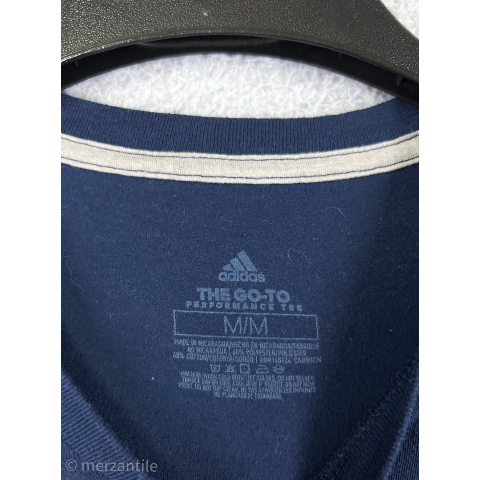 Adidas Adidas Shirt Men Medium Blue Short Sleeve Crew Neck Poly Blend Logo Size US M / EU 48-50 / 2 - 4 Thumbnail