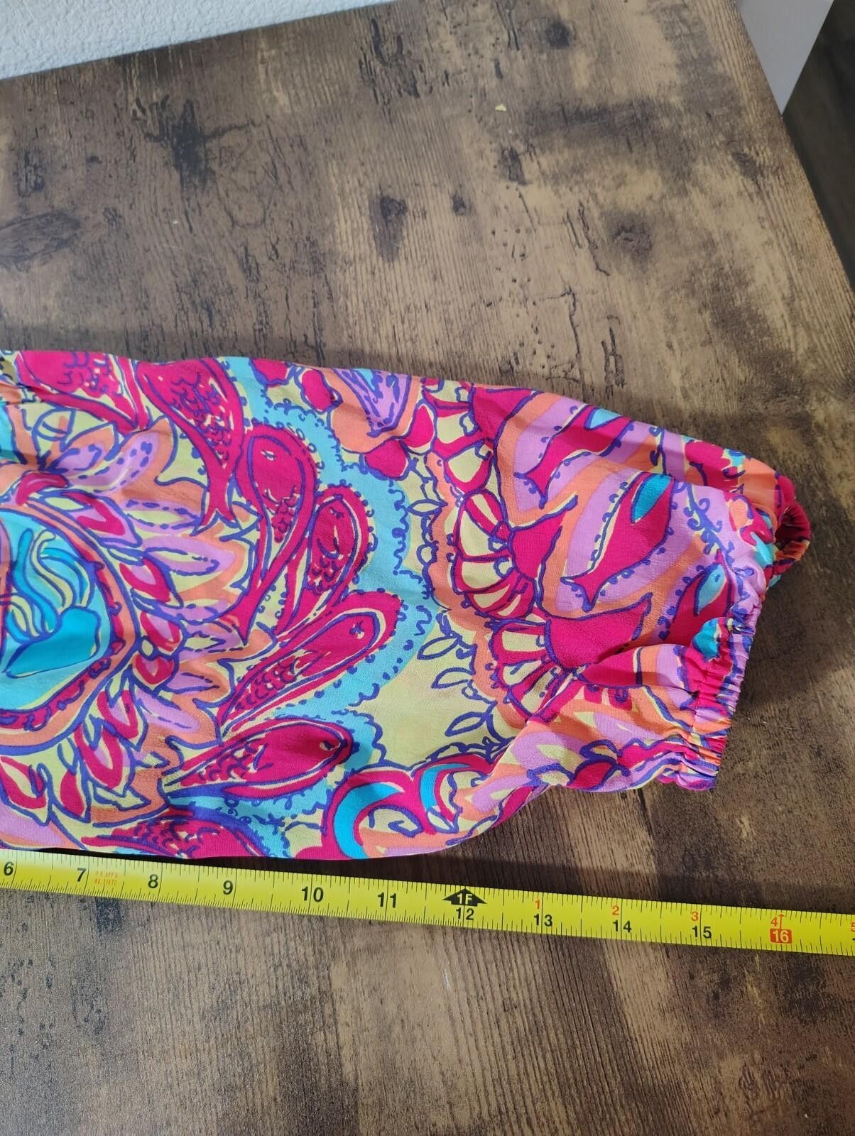 Lilly Pulitzer Lily Pulitzer Sz L Women Blouse Multicolor floral Silk Size L / US 10 / IT 46 - 9 Thumbnail