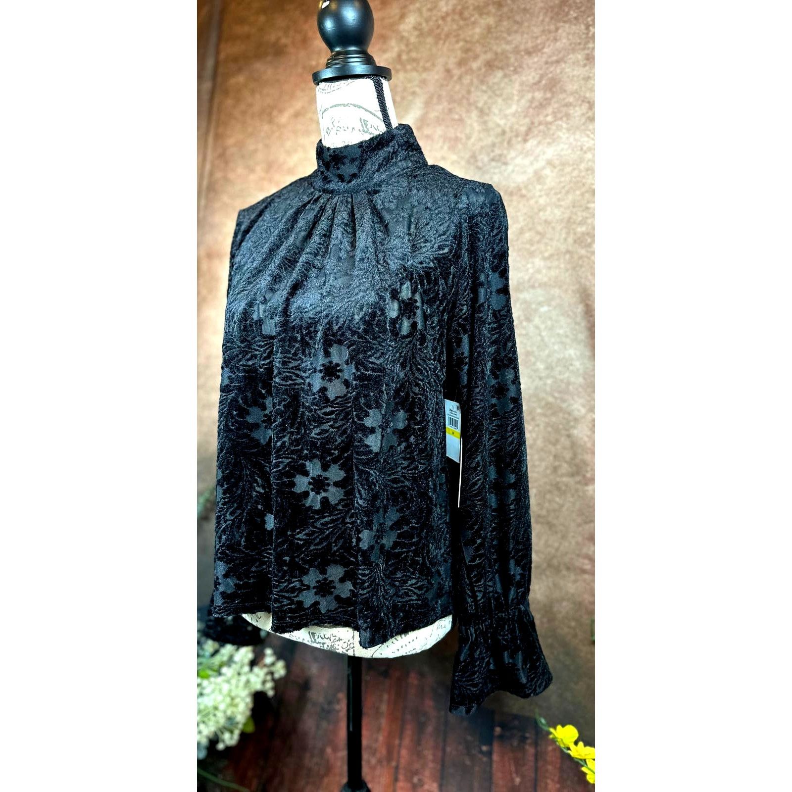 Other 1. State High Neck Open Back Long Sleeve Blouse Rich Black M Size M / US 6-8 / IT 42-44 - 9 Thumbnail