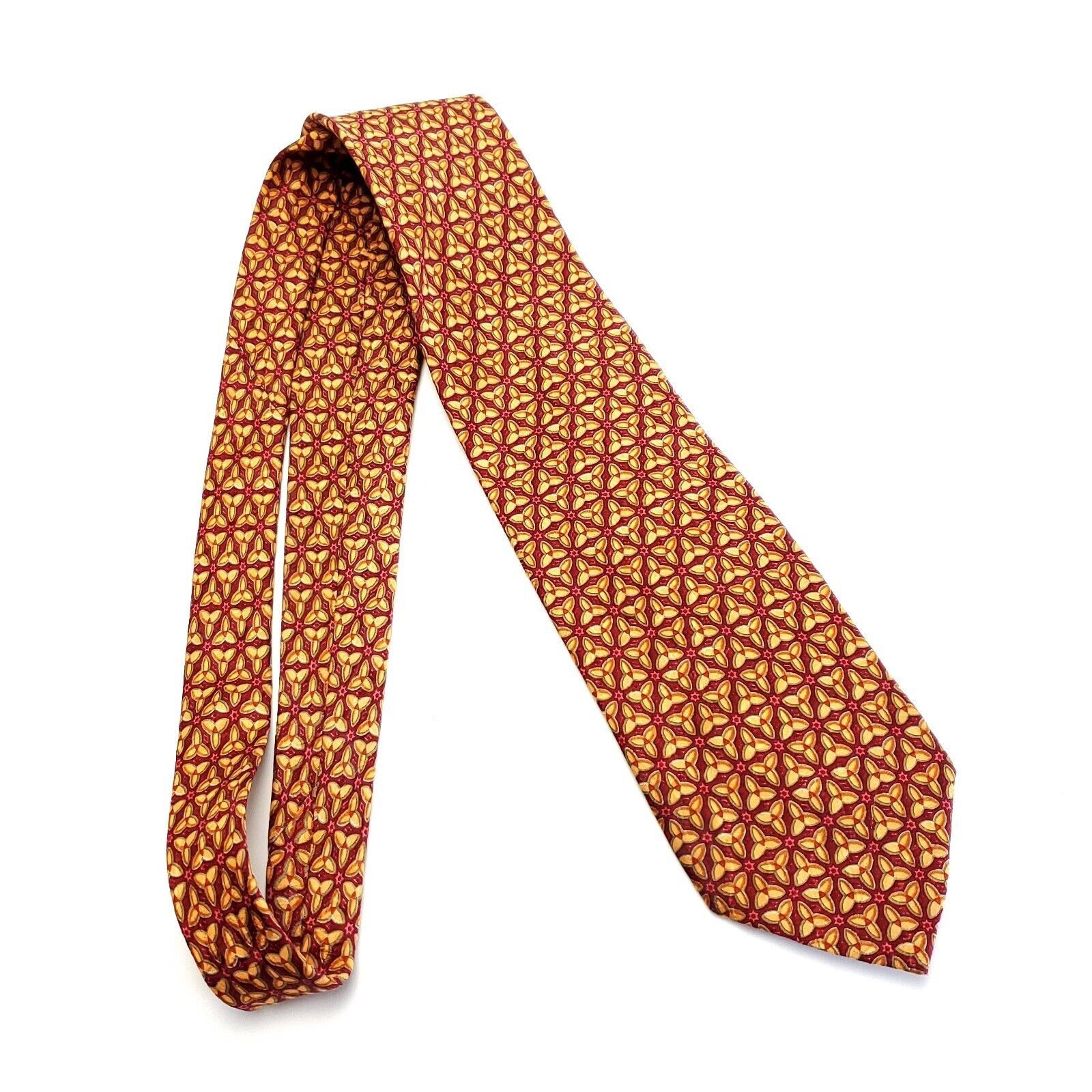 Ermenegildo Zegna Ermenegildo Zegna Red Orange Geometric Floral Print Silk Tie Size ONE SIZE - 6 Thumbnail