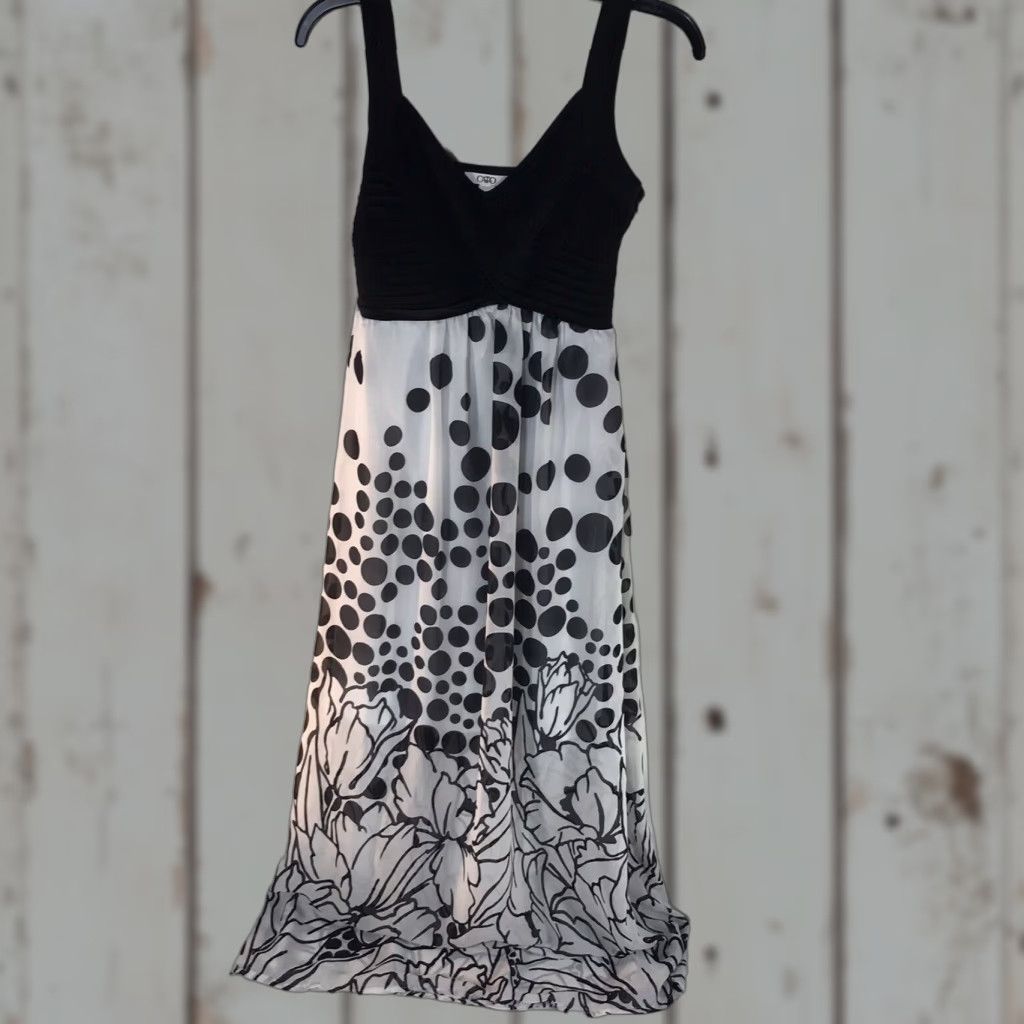 Vintage CATO Floral Maxi Dress Womens Size 6 Blk/Wht Sheer Lined V-Neck  Party/Cocktail | Grailed