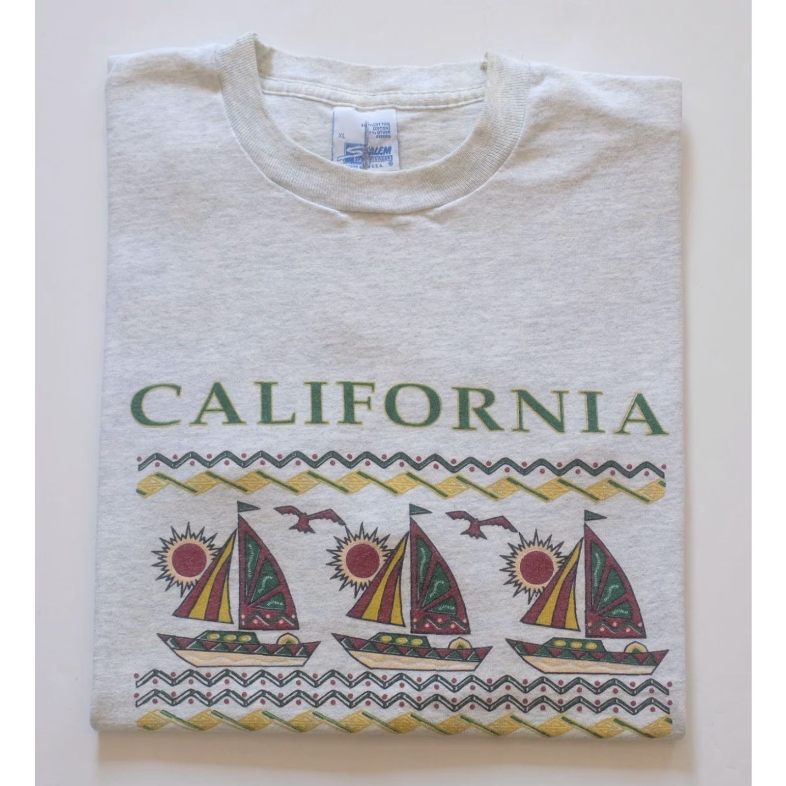 Salem Sportswear VINTAGE SAN DIEGO CALIFORNIA 90s GRAPHIC SALEM USA MADE SAILING COTTON T SHIRT XL Mens Gray Crew Neck Short Sleeve T-Shirt Size US XL / EU 56 / 4 - 8 Thumbnail
