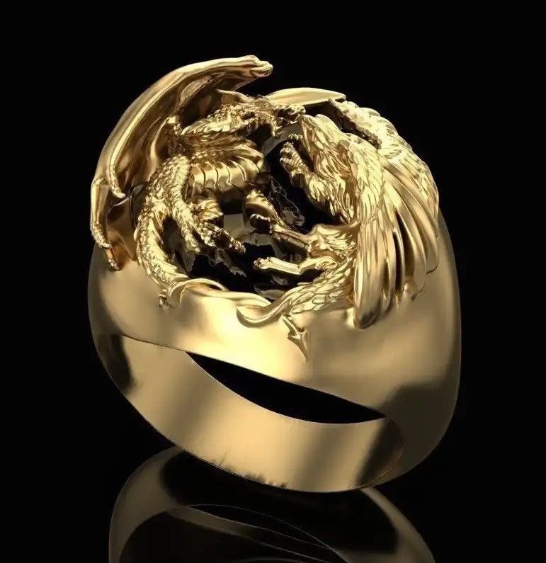 Jewelry × Vintage Personality Domineering Dragon Phoenix Ring Size ONE SIZE - 1 Thumbnail