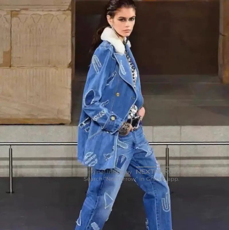 Chanel Chanel Blue Cotton Women's Jacket with Shearling Collar . Size XXS / US 00 / IT 34 - 9 Thumbnail