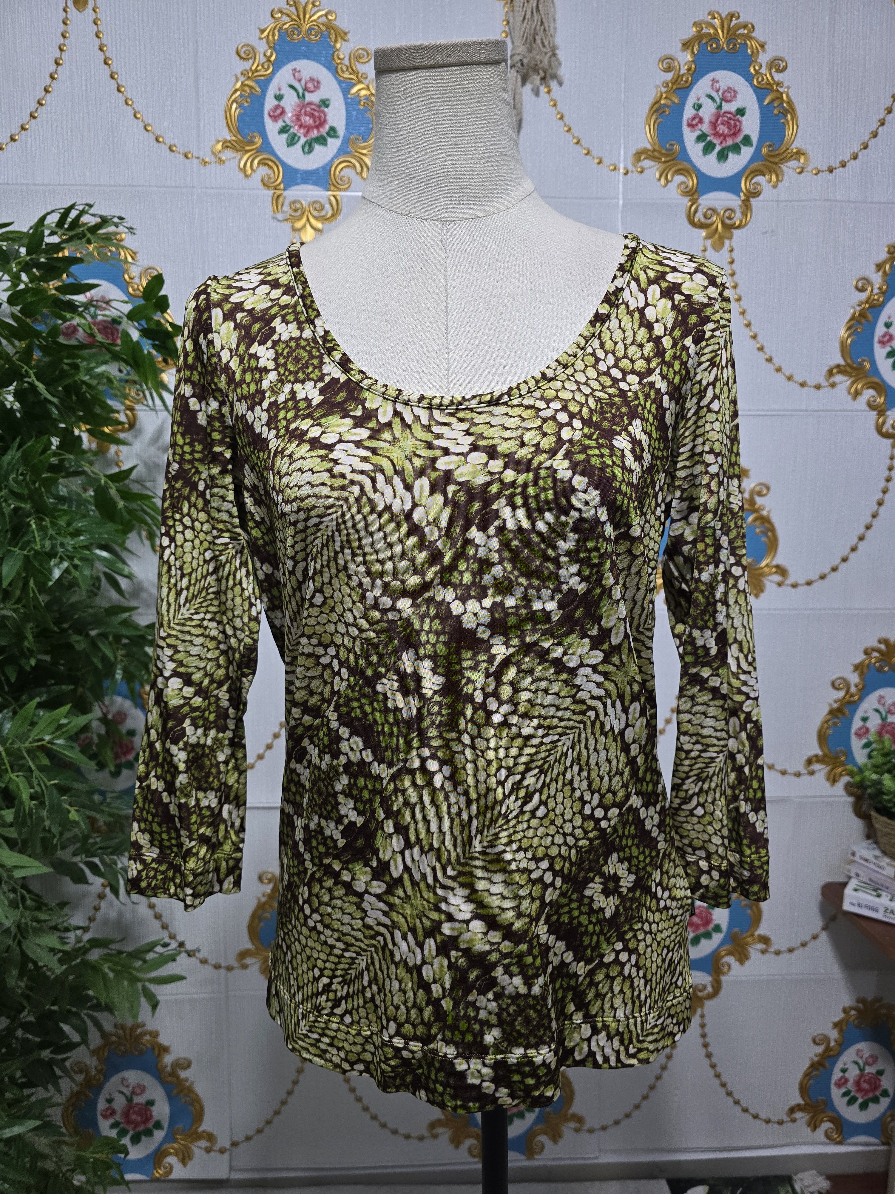 Just Cavalli Just Cavalli vintage scoop-neck,green and brown animal print Size L / US 10 / IT 46 - 1 Thumbnail