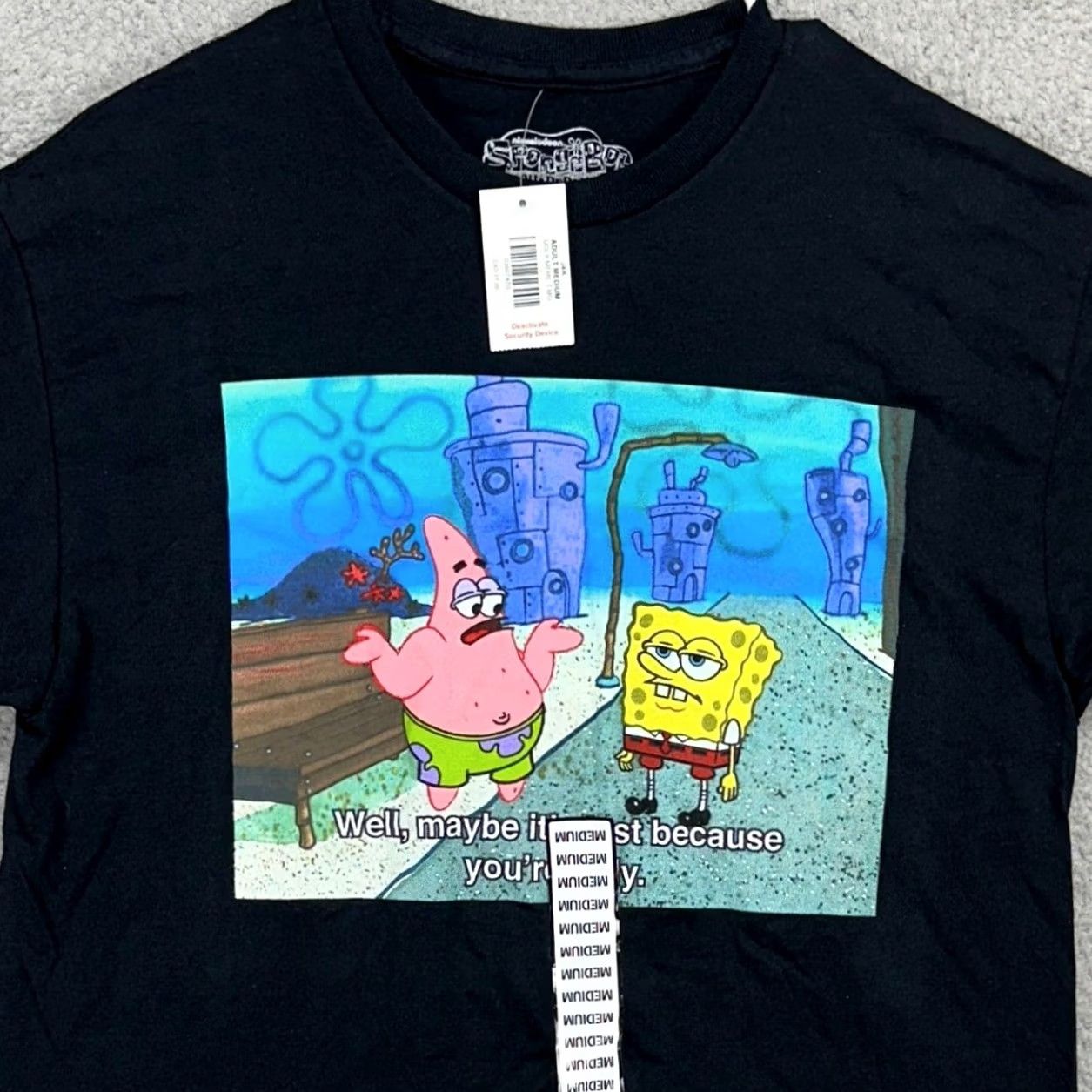 Vintage Spongebob T-Shirt Men M Blue Graphic Print Tee Crewneck Cotton Spencer NEW Size US M / EU 48-50 / 2 - 2 Thumbnail