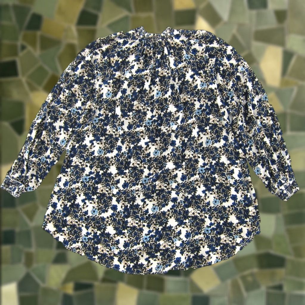Free People Free People Blouse XS Long Sleeve Mock Neck Floral Blue Women's Size XS / US 0-2 / IT 36-38 - 1 Thumbnail