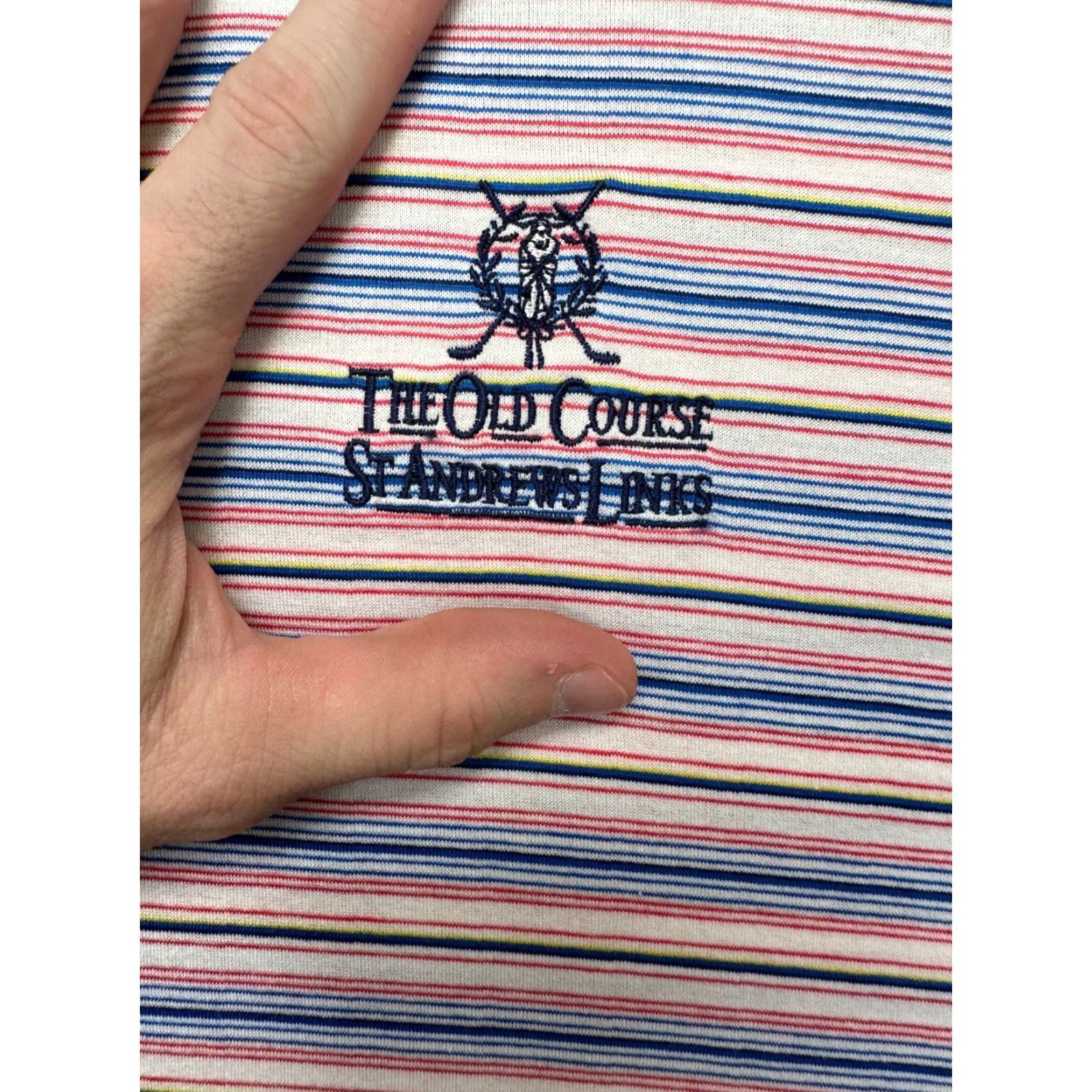Vintage Bobby Jones Polo Shirt Mens 2XL Balance Stripe Short Sleeve Casual Rugby Blue White Pink Shirt Size US XXL / EU 58 / 5 - 7 Thumbnail