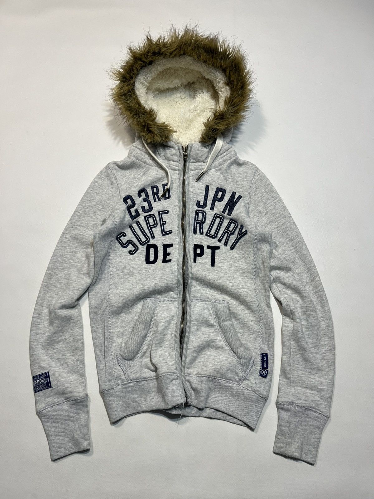 If Six Was Nine Vintage LGB Style Superdry Fur Faux Zip Hoodie Size S / US 4 / IT 40 - 1 Thumbnail