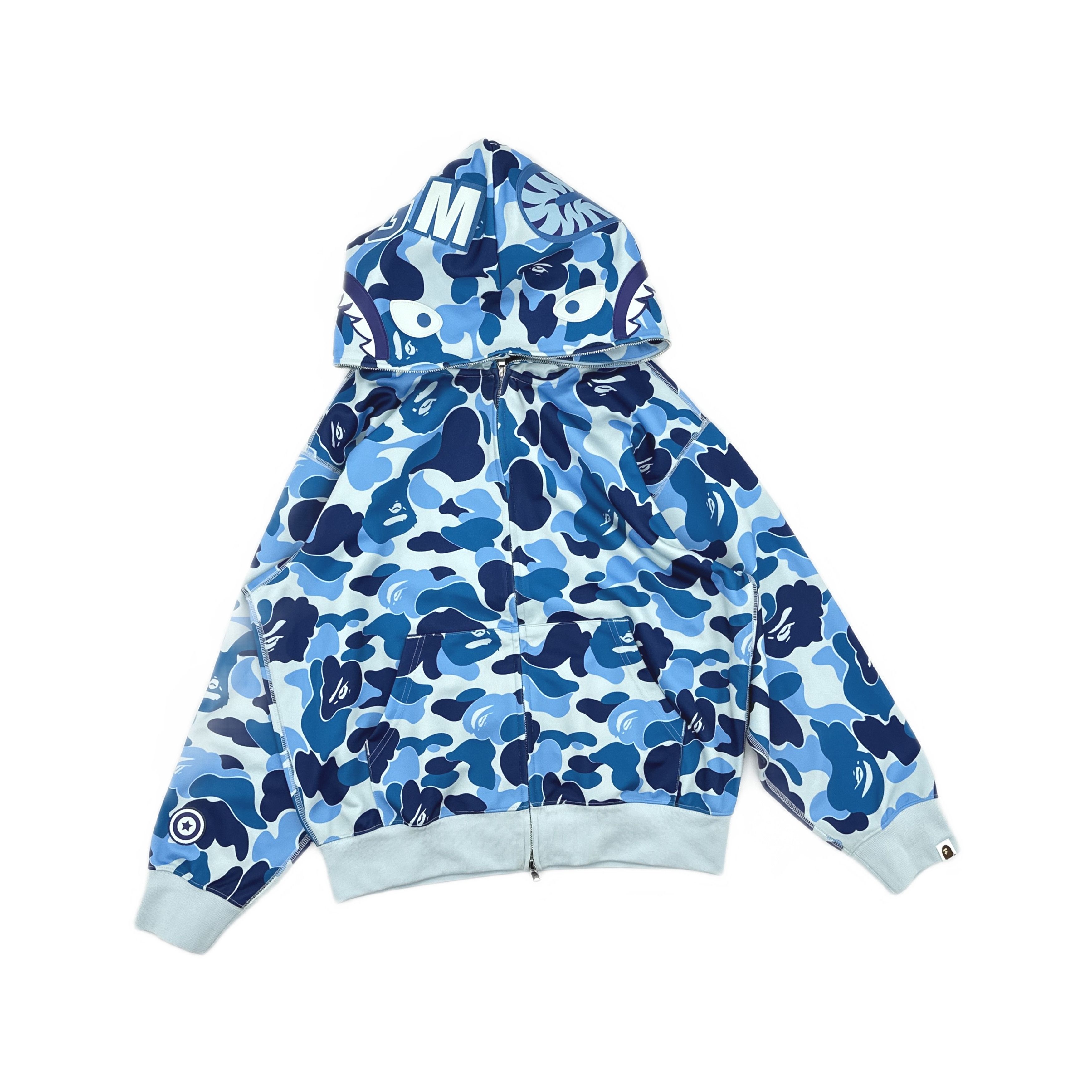 Bape A BATHING APE Blue Camo Shark Hoodie Size L Size US L / EU 52-54 / 3 - 1 Thumbnail