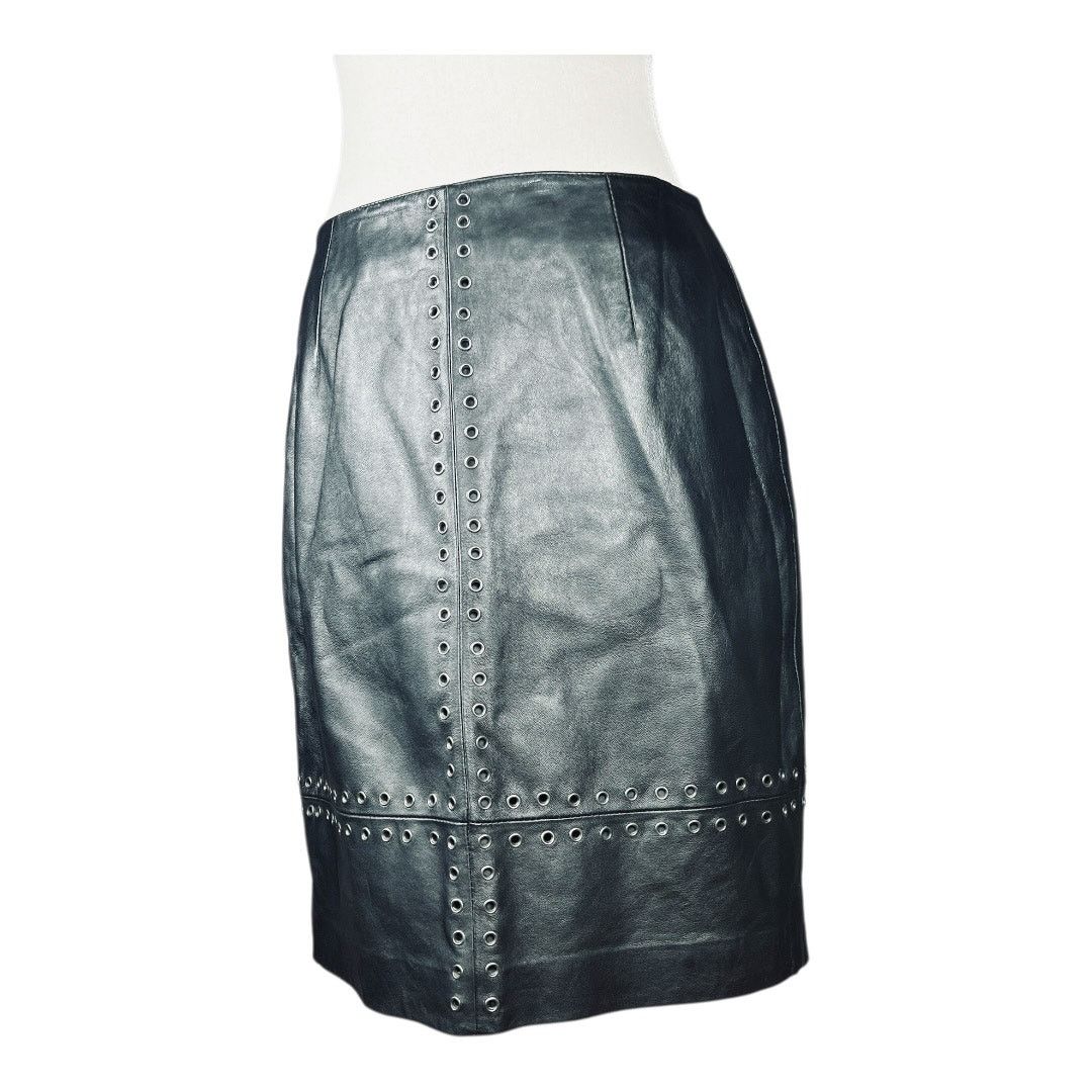 Vintage Vintage Lamb Leather Grommet Stud Pencil Skirt Black 10 Chic Size 32" / US 10 / IT 46 - 5 Thumbnail