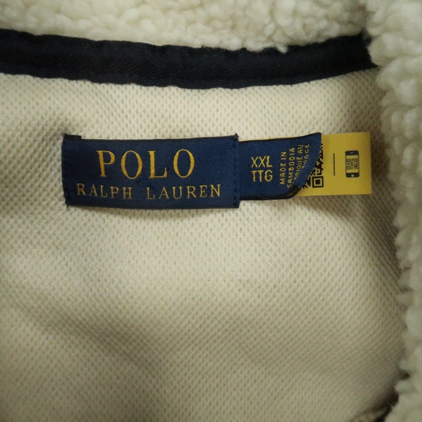 Polo Ralph Lauren VINTAGE Polo Ralph Lauren Jacket Mens XXL Cream Blue Hybrid Fleece High Pile Full Zip Size US XXL / EU 58 / 5 - 3 Thumbnail