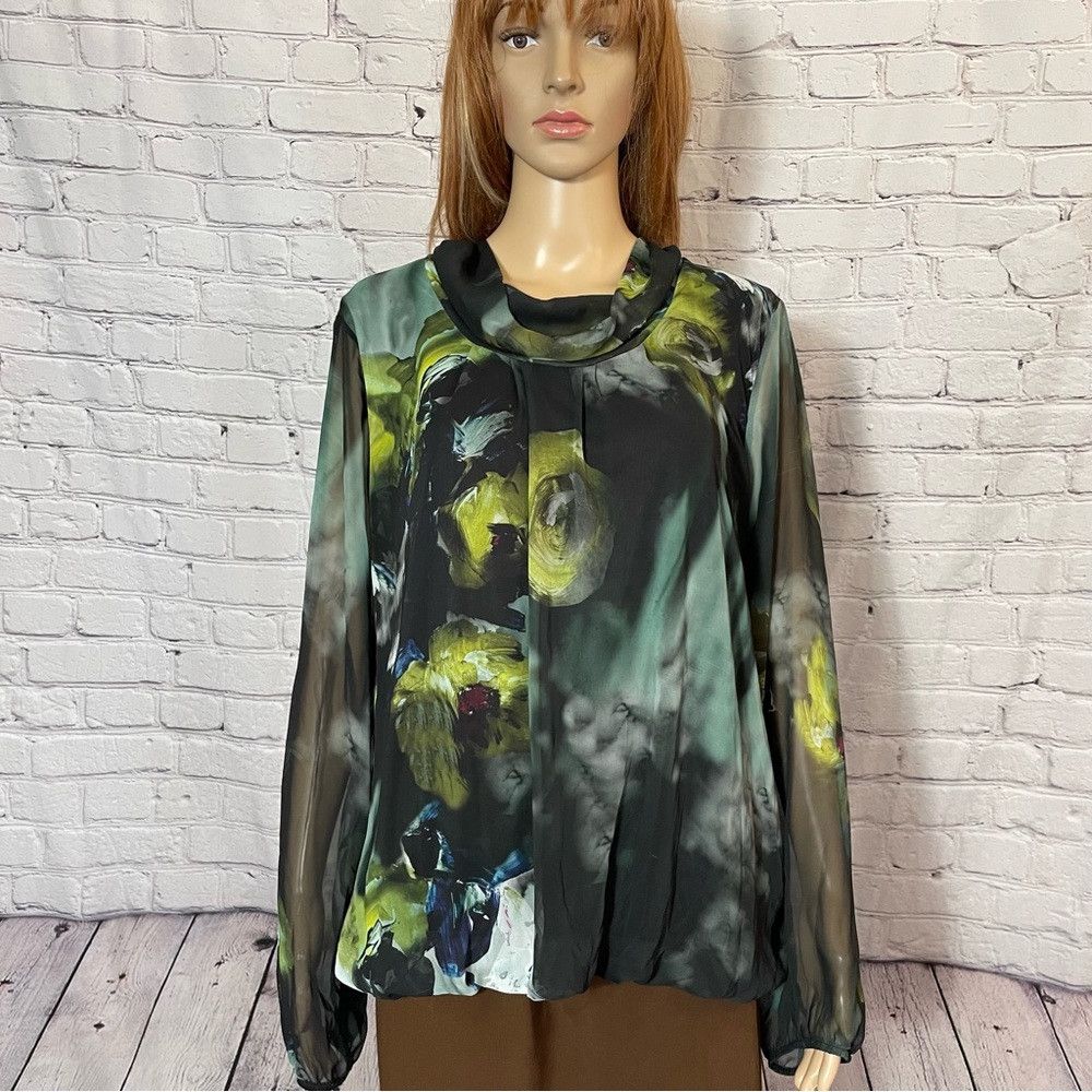 Other Lattementa Watercolor Floral Chiffon Long Sleeve Blouse Mad Size L / US 10 / IT 46 - 1 Thumbnail