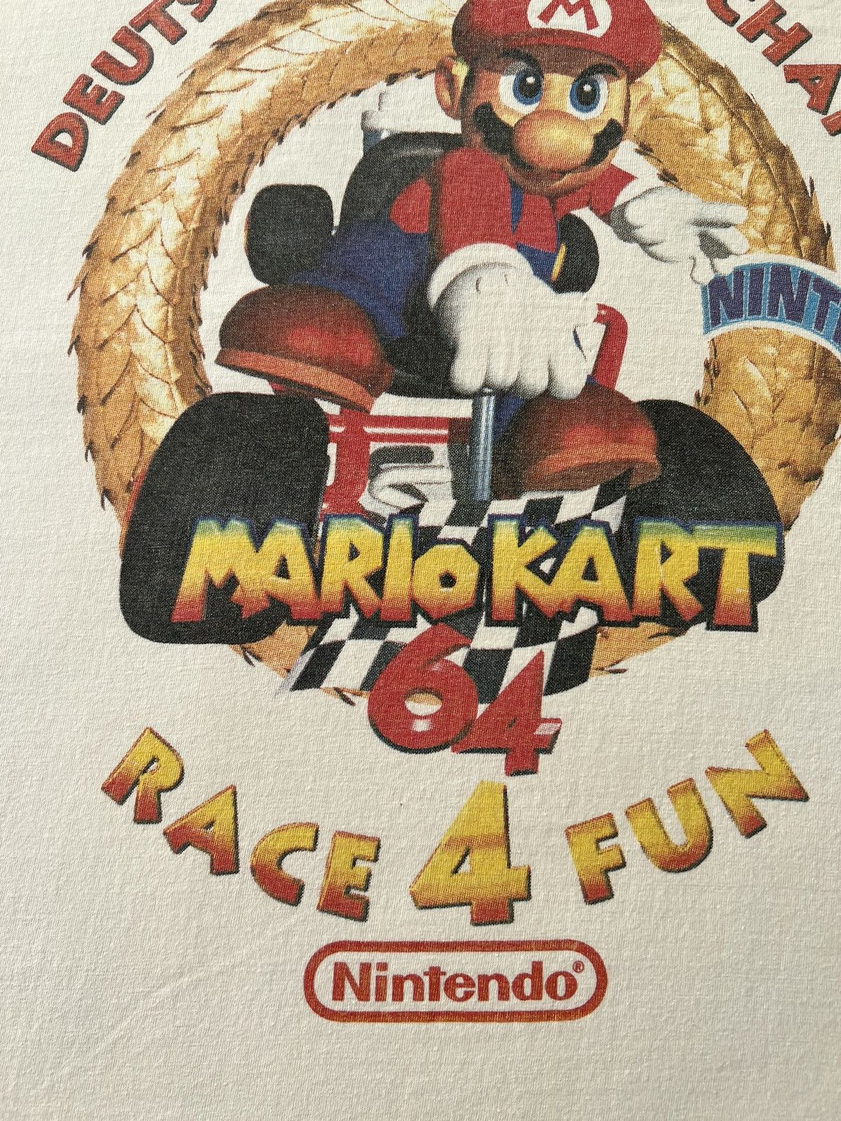 Nintendo Vintage 90s Mario Kart Nintendo 64 Video Game White T-shirt Size US L / EU 52-54 / 3 - 15 Thumbnail