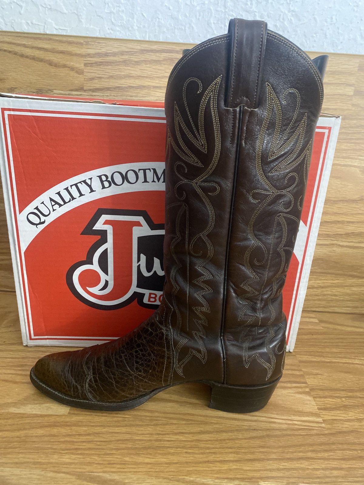 Justin Boots Justin 1979 Cowboy Boots Pre-Ban Brown Sea Turtle Print 9 B Size US 9 / EU 42 - 7 Thumbnail