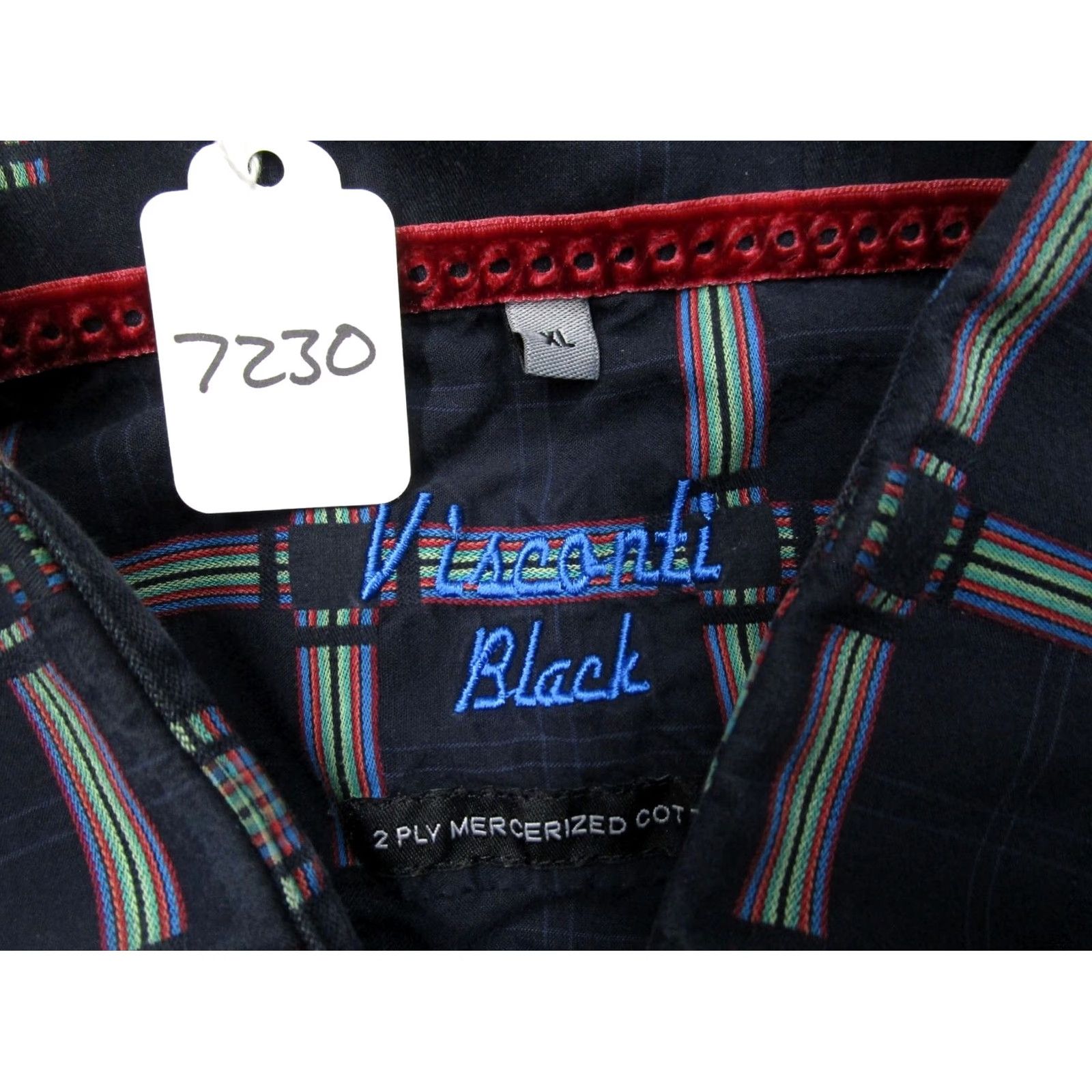 Vintage Visconti Black Button-Up Shirt Men XL Blue Grid Check Long Sleeve Button Down Size US XL / EU 56 / 4 - 7 Thumbnail