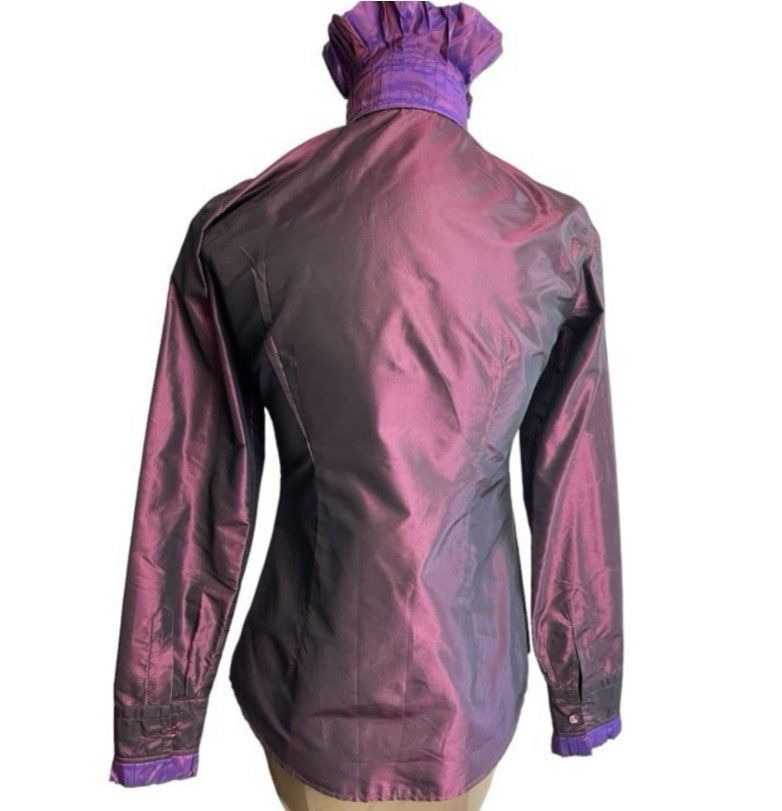 Etro Etro Purple Iridescent Silk Ruffled Blouse – Size US 6 Size M / US 6-8 / IT 42-44 - 2 Thumbnail