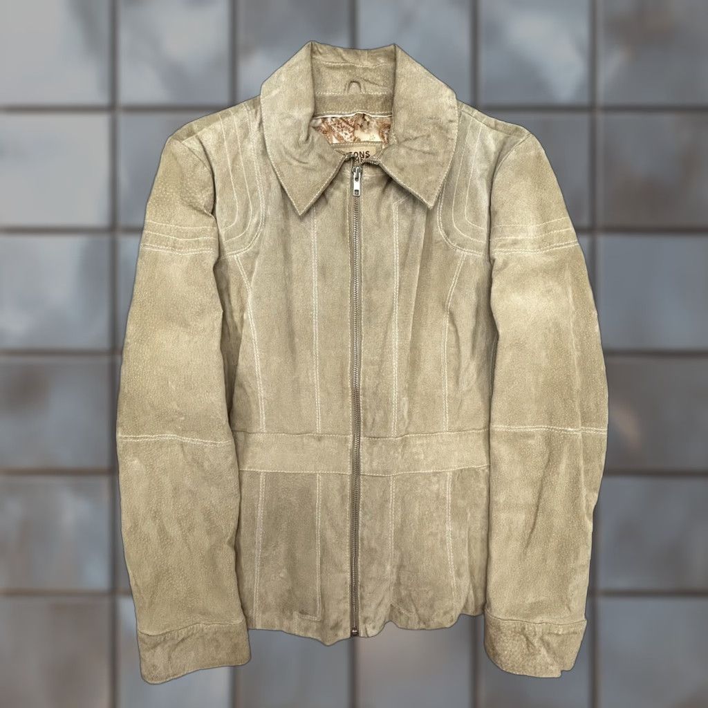 Vintage VINTAGE Wilsons Leather Jacket Womens Large Beige Suede Full Zip Lined Collared Western Shirt Size L / US 10 / IT 46 - 1 Thumbnail