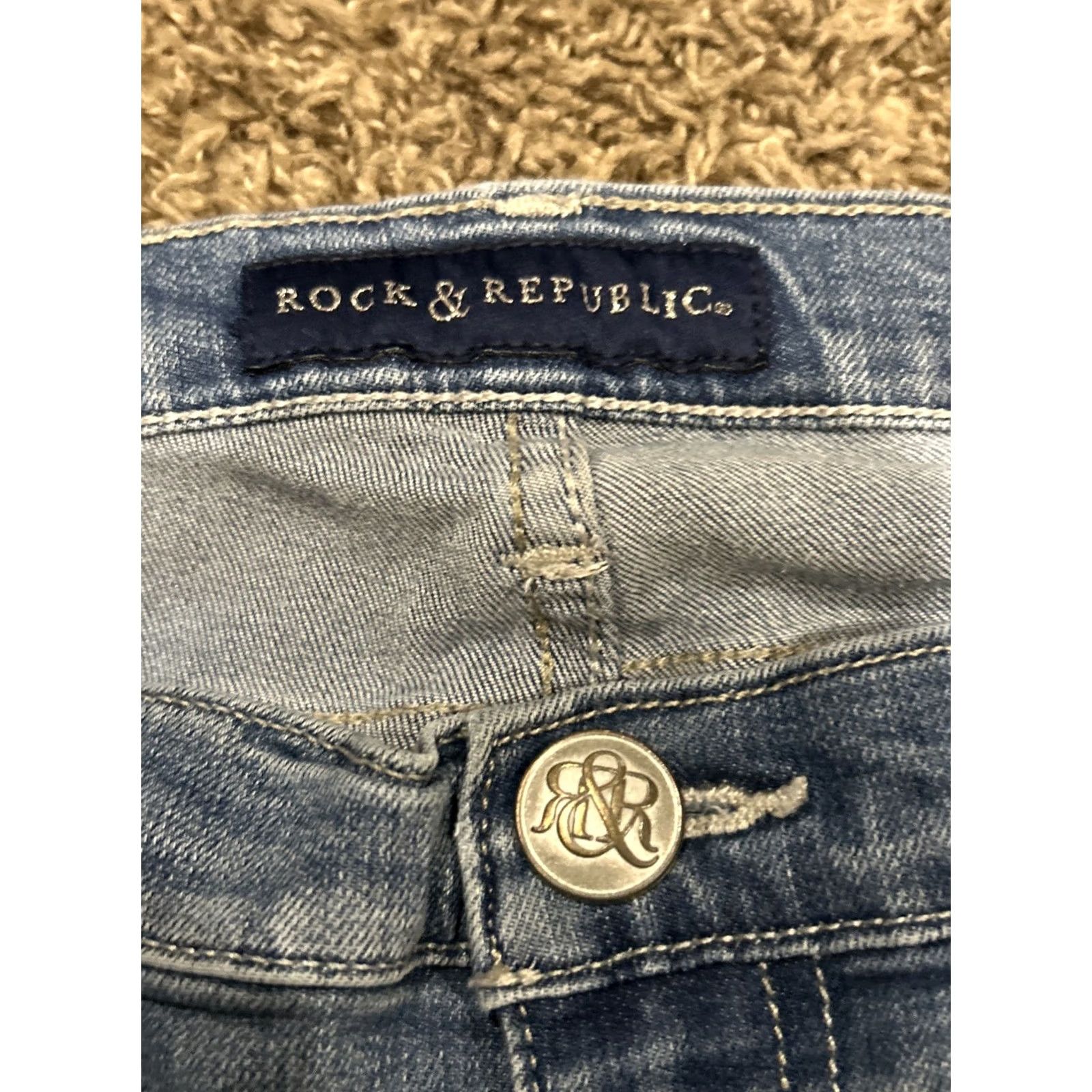 Vintage VINTAGE Rock & Republic Jeans Berlin Slim 31x29.5 Women's Blue Denim 31 Inseam 29.5 Regular Slimming Size 24" / US 00 / IT 34 - 4 Thumbnail