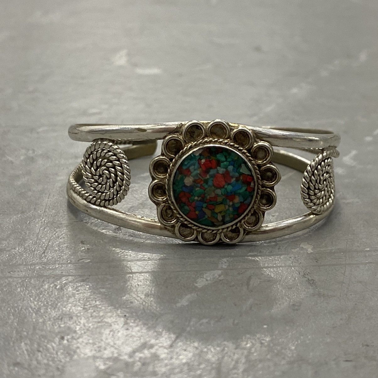 Kapital × Vintage Vtg 60s 70s Alpaca Silver Floral Rope Motif Western Cuff Size ONE SIZE - 2 Thumbnail