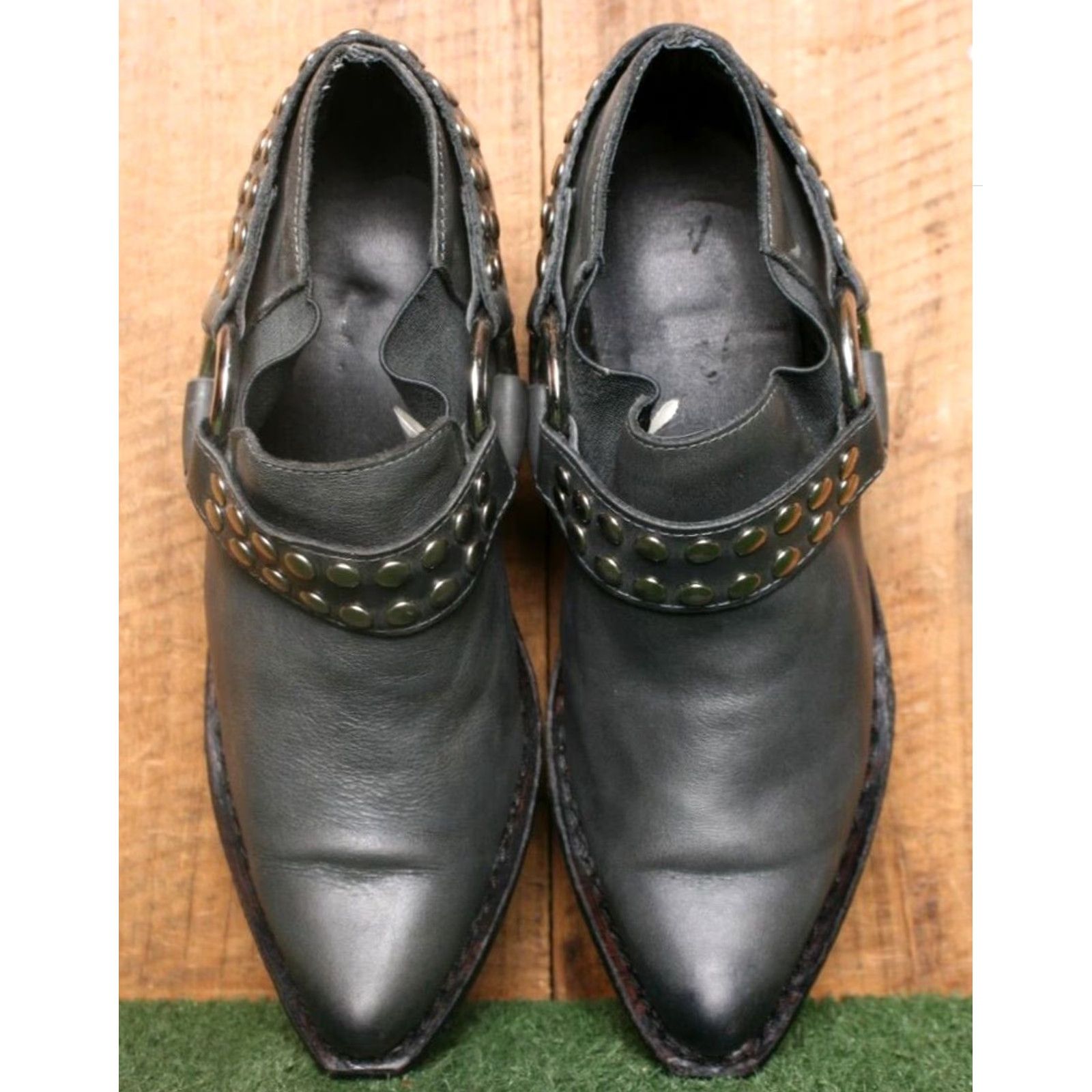 Jeffrey Campbell JEFFREY CAMPBELL Gray Leather Studded O-Ring Harness Low Ankle Booties Sz. 7 Womens Bootie Leather Gray 7 Size ONE SIZE - 4 Thumbnail