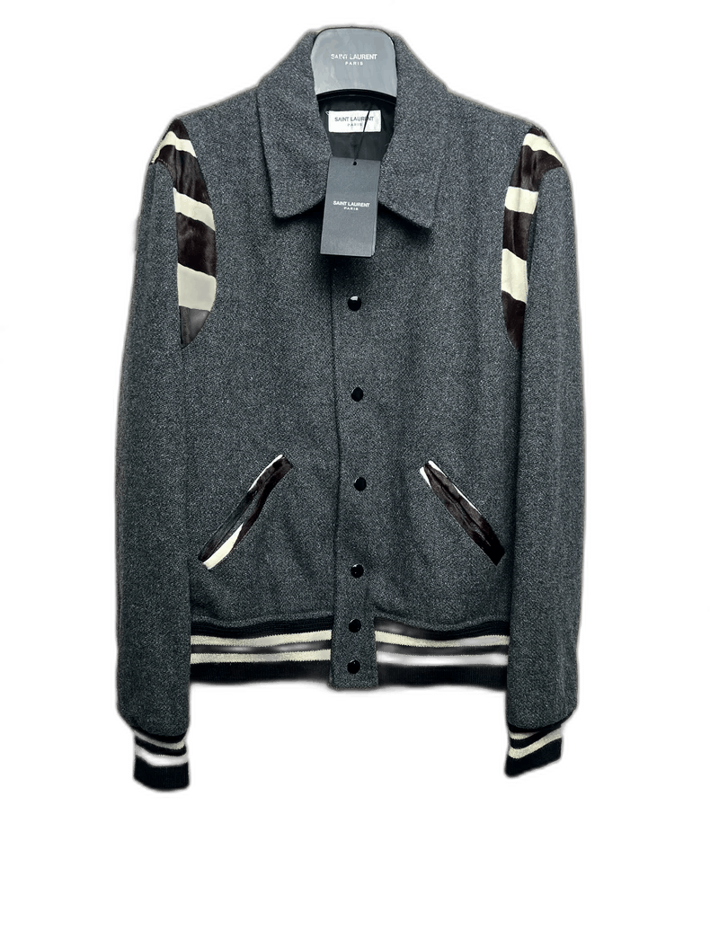 Saint Laurent Paris Saint Laurent Gray Wool Baseball Jacket-2506 Size US L / EU 52-54 / 3 - 1 Thumbnail