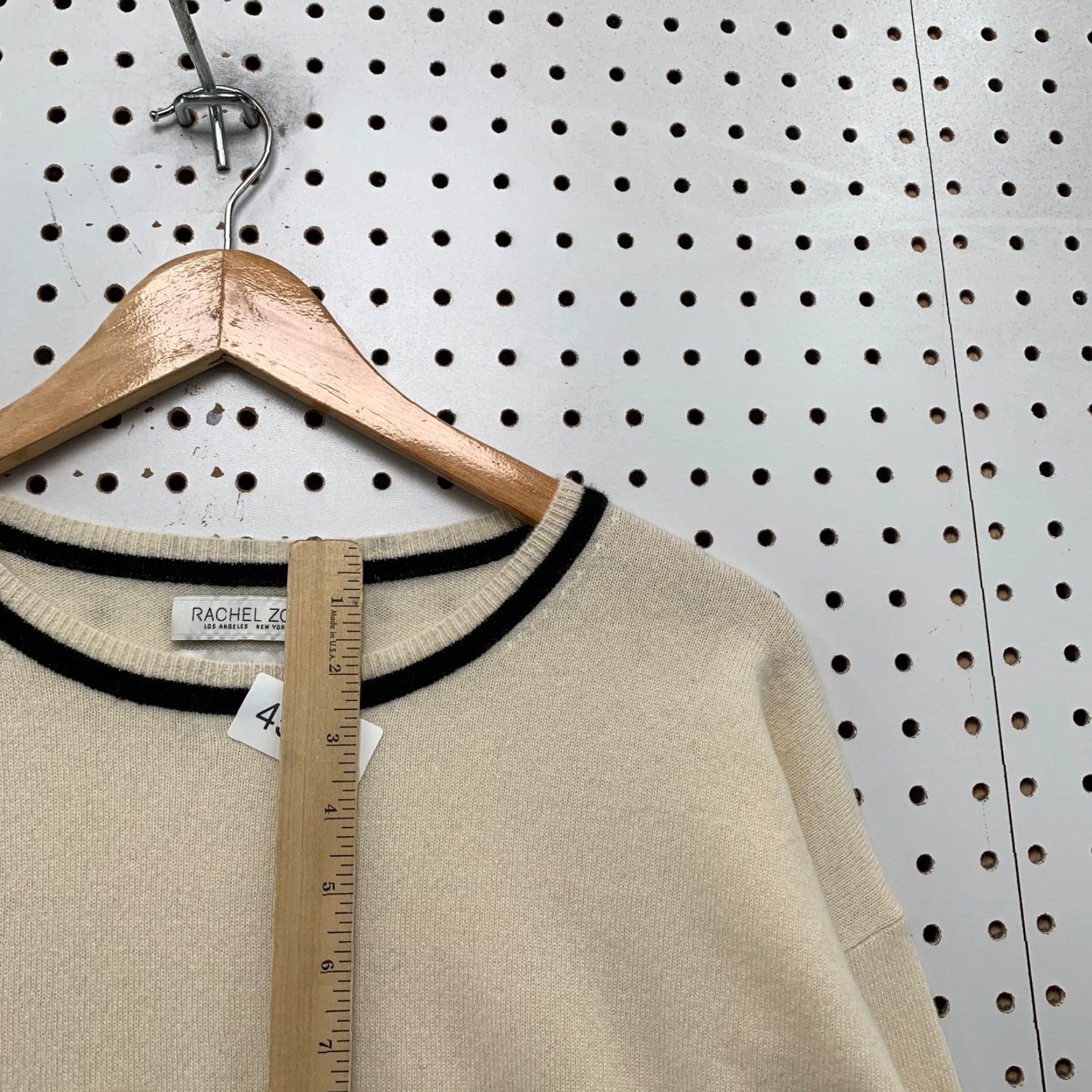 Rachel Zoe Rachel Zoe 100% Cashmere Sweater Womens Medium Beige Black Trim Business Work Size M / US 6-8 / IT 42-44 - 7 Thumbnail