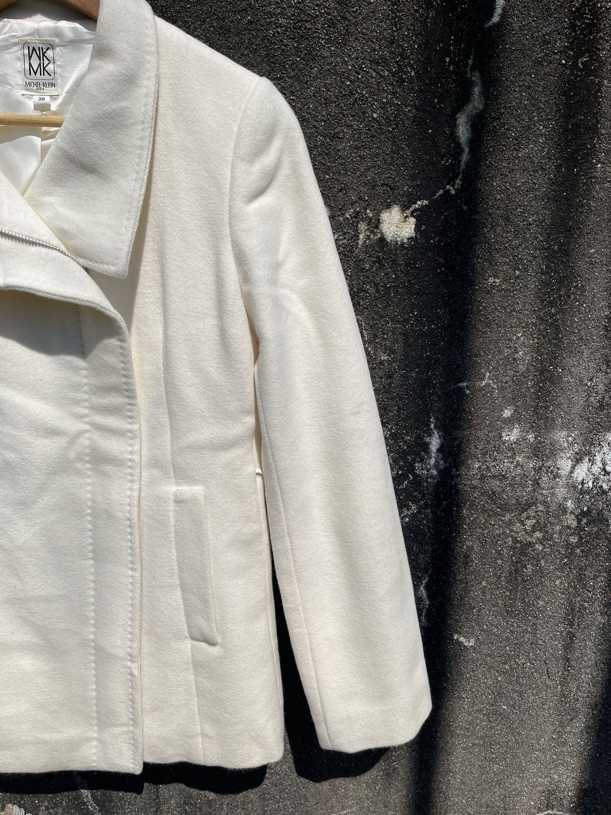 Designer Michel Klein Paris WKMK White Wool Blend Jacket Size S / US 4 / IT 40 - 8 Thumbnail