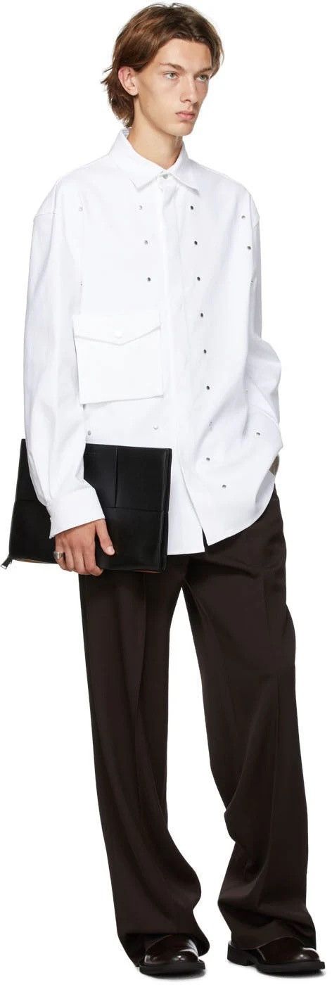 Bottega Veneta WHITE GABARDINE STUDDED SHIRT Size US L / EU 52-54 / 3 - 2 Thumbnail