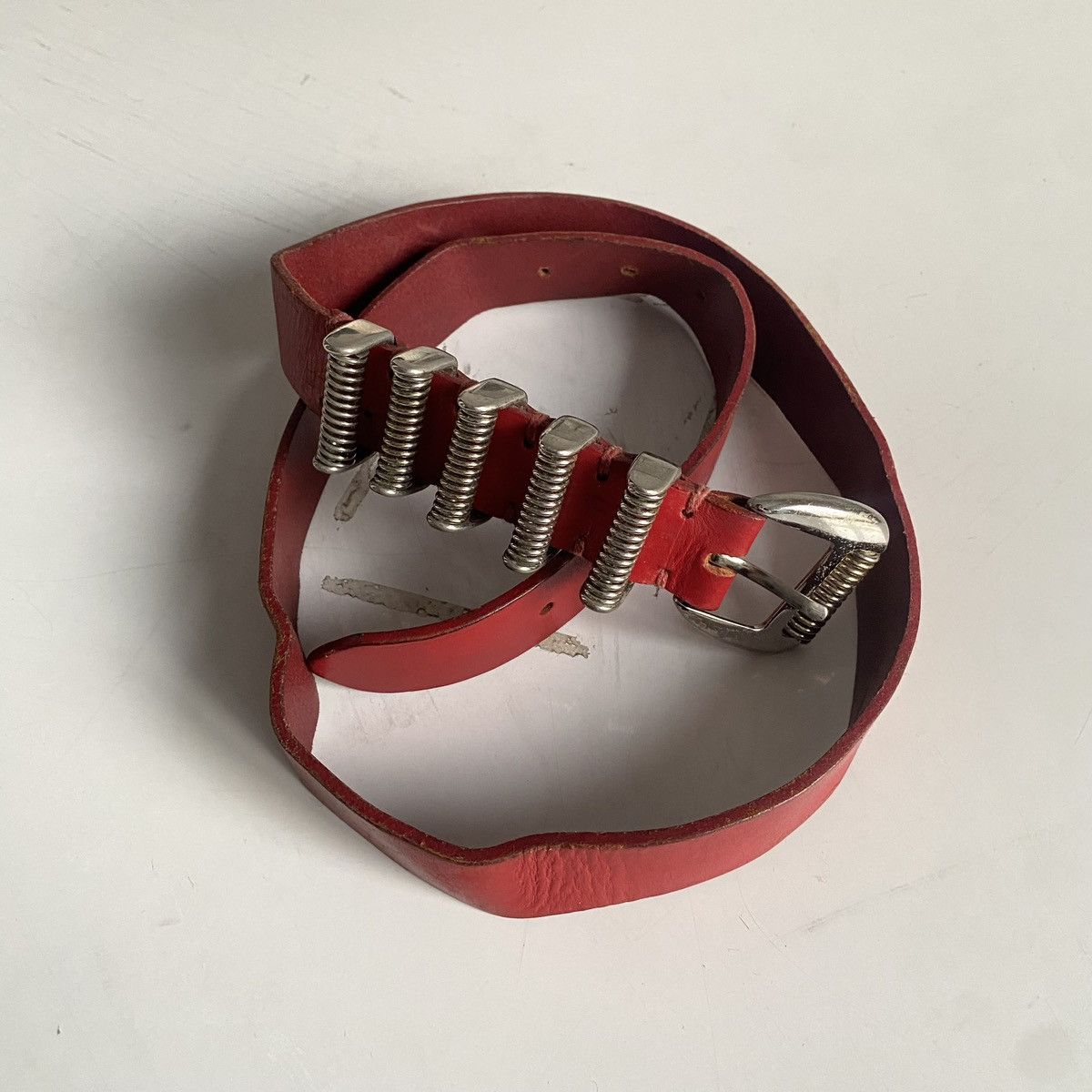 SS11 Balmain punk red belt by Christophe Decarnin