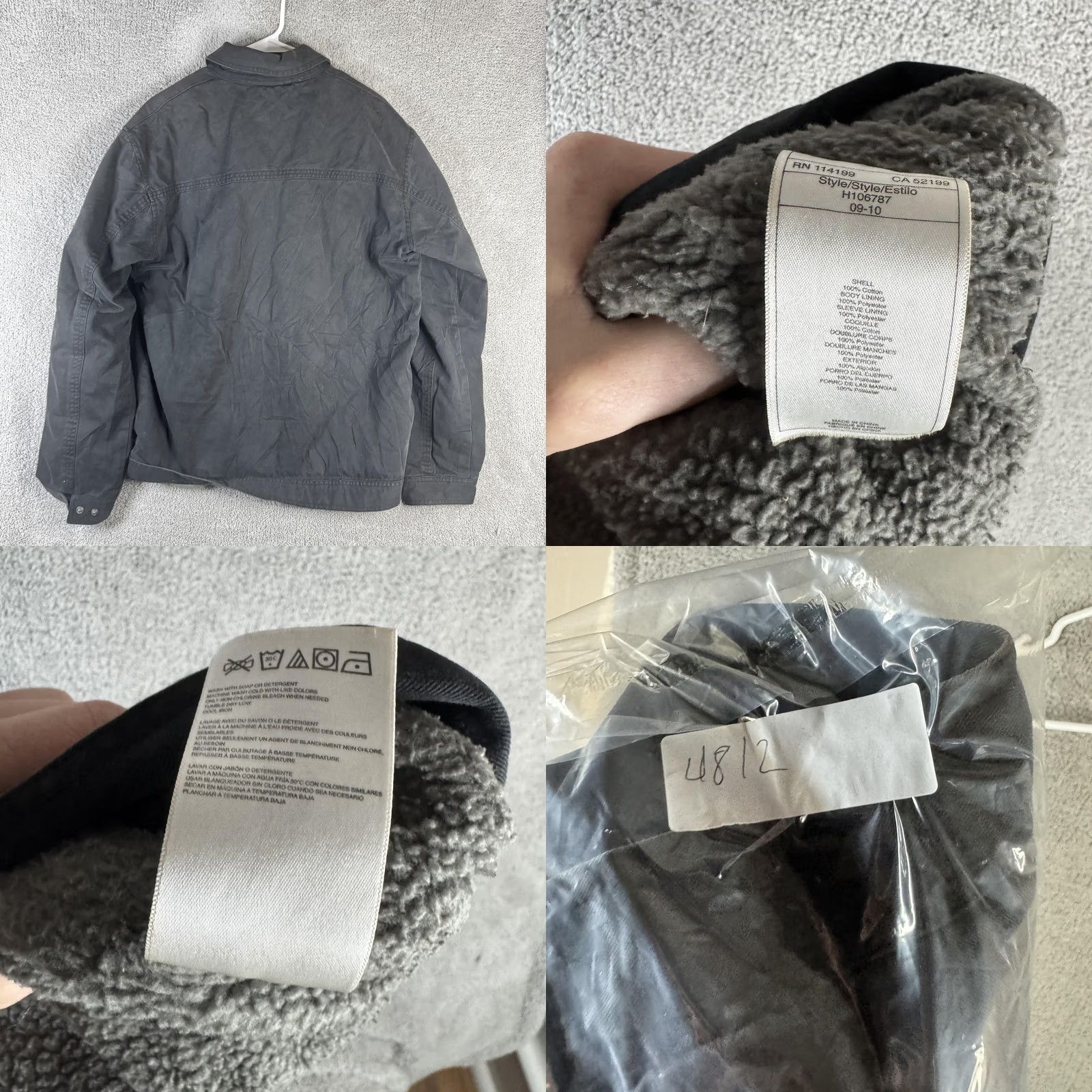 Quiksilver Quiksilver Jacket Mens L Gray Canvas Sherpa Lined Full Zip Bomber Warm H106787 Size US L / EU 52-54 / 3 - 9 Thumbnail
