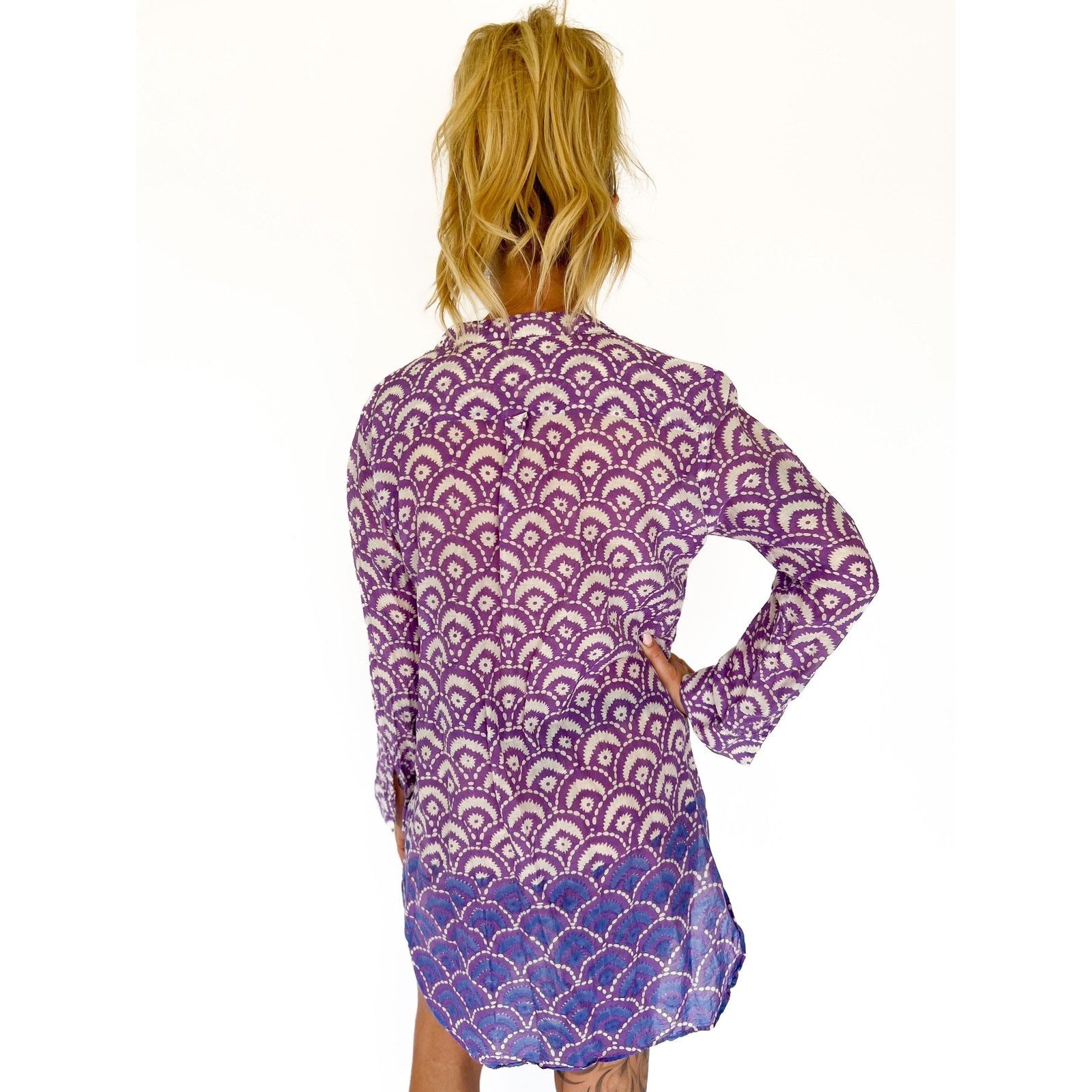 Other Indian Cotton Sheer Tunic Dres Geometric Print Kurti S/M Size M / US 6-8 / IT 42-44 - 5 Thumbnail