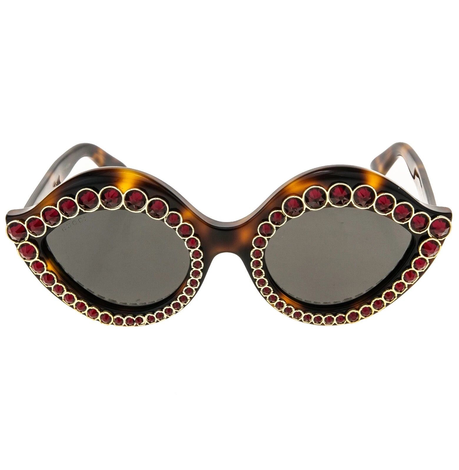 Gucci GUCCI GG0045S CRYSTAL 0045 LIPS Cat Eye Havana Sunglasses Size ONE SIZE - 10 Thumbnail