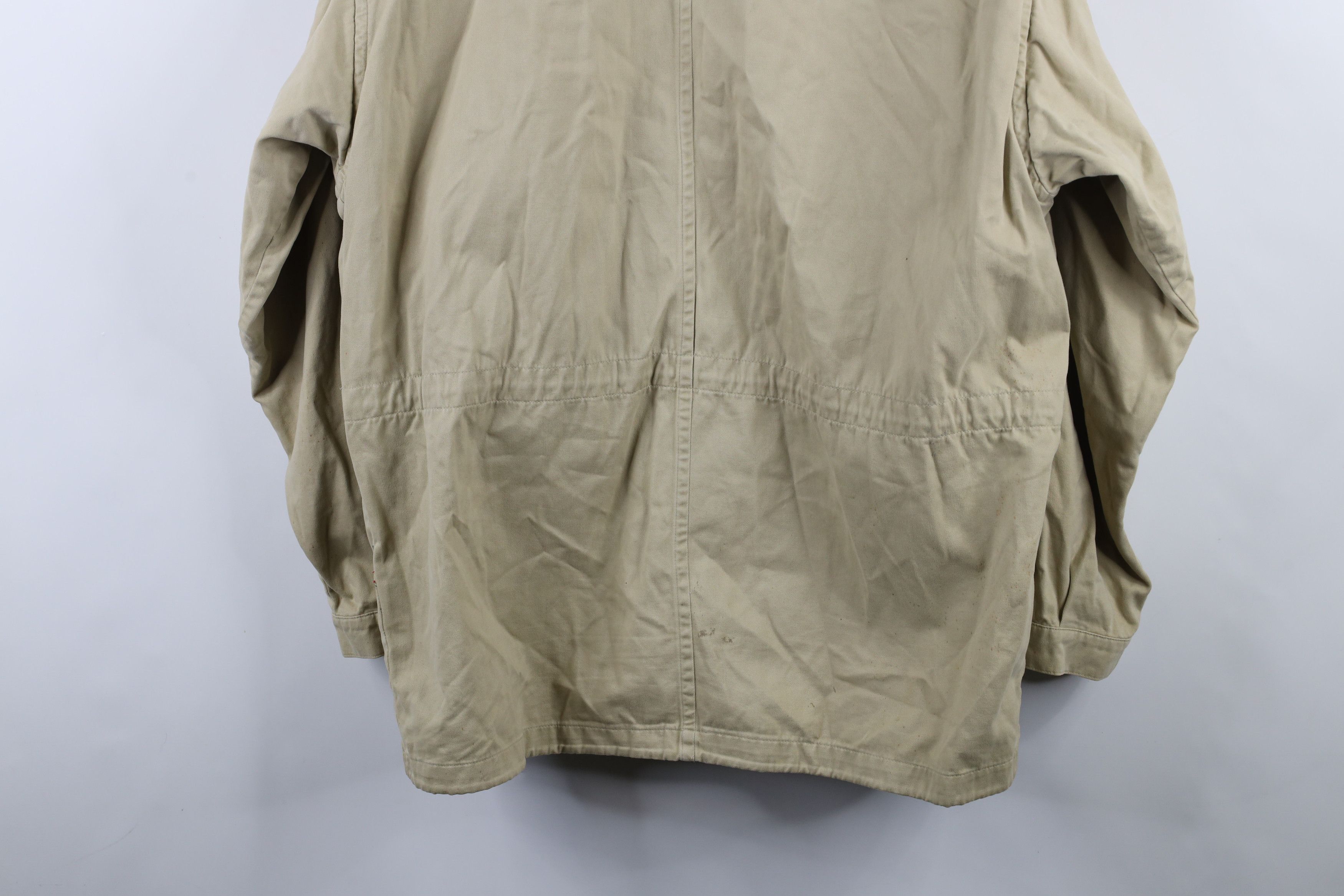 Nautica × Vintage Vintage 90s Nautica Leather Collar Chore Barn Jacket Beige Size US L / EU 52-54 / 3 - 16 Thumbnail