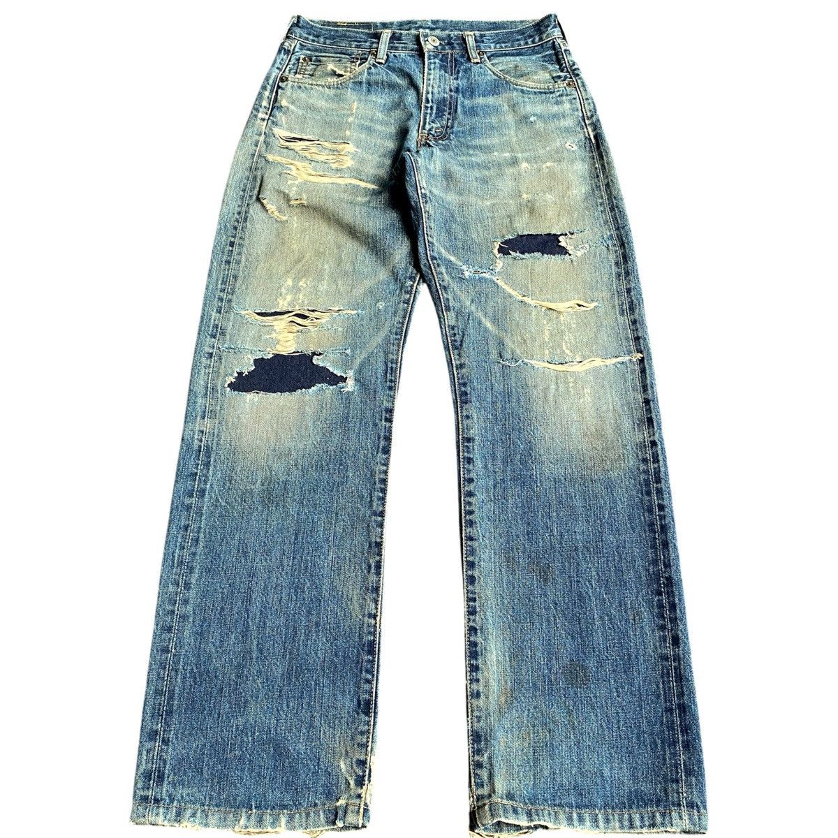 Levi's × Levi's Vintage Clothing × Vintage Crazy Vintage Levis 502 BigE Redline Selvedge Distress Jeans Size US 29 - 1 Thumbnail
