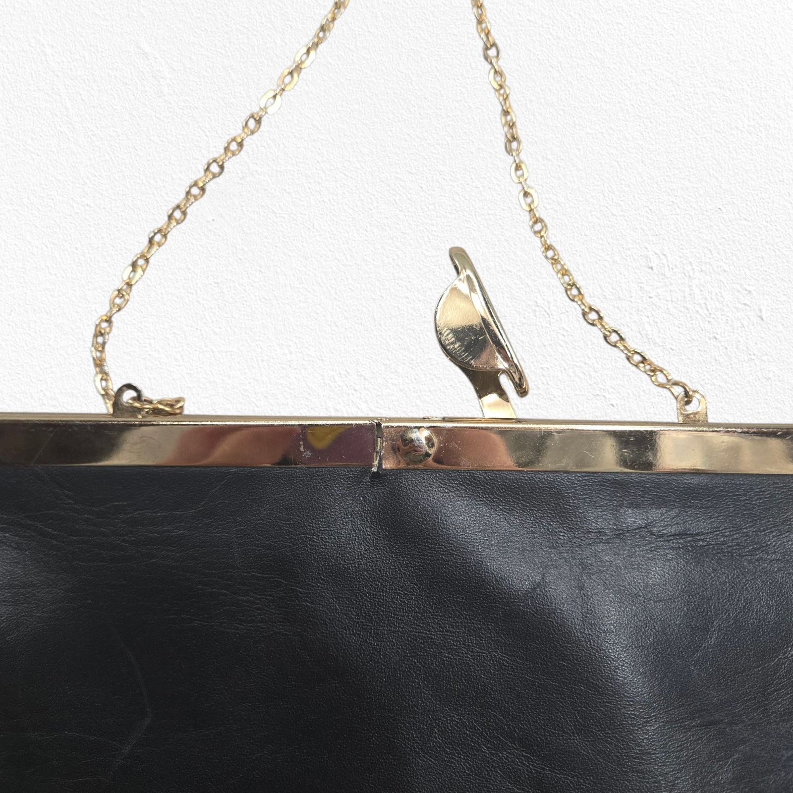 Vintage Vintage 1950s Black Leather Frame Evening Bag Size ONE SIZE - 13 Thumbnail