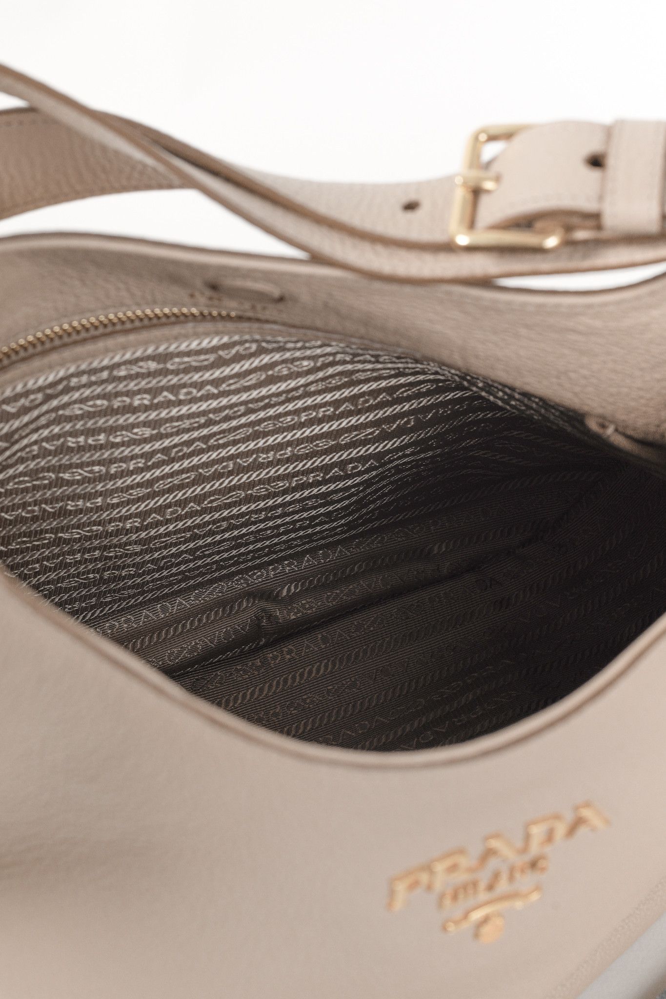 Prada Prada Cammeo Vitello Daino Striped-Crossbody-Strap Hobo Size ONE SIZE - 11 Thumbnail