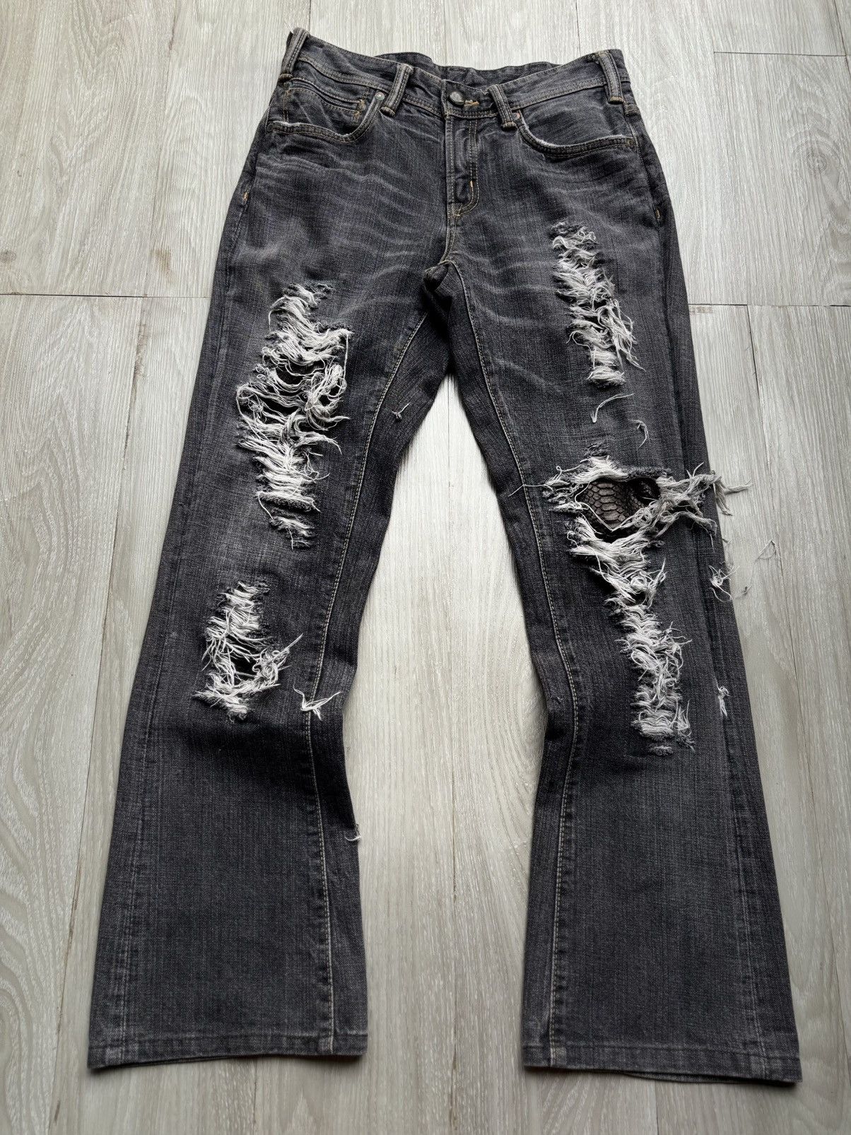 Japanese Brand BIG JOHN distressed micro flare jeans Size US 29 - 1 Thumbnail