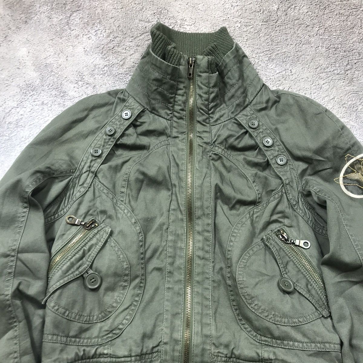 Vintage Vintage 90s Military Bomber Jacket Olive Y2K Streetwear M Size M / US 6-8 / IT 42-44 - 3 Thumbnail